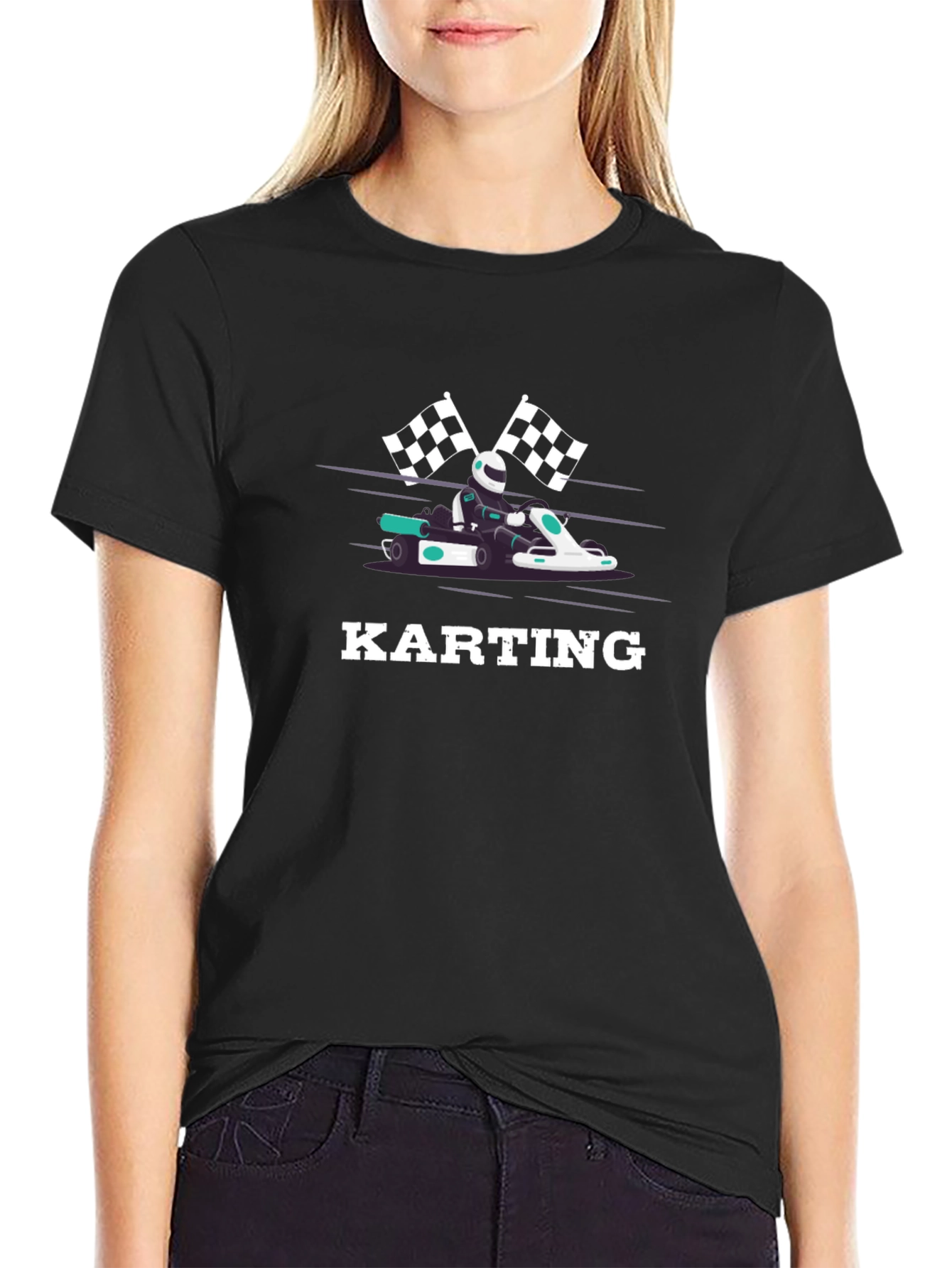 Karting Black T-Shirt - Racing Design