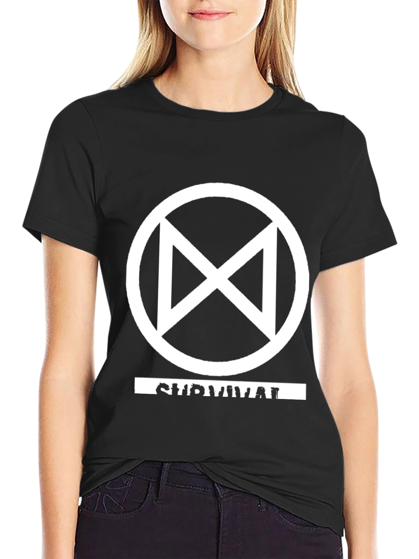 Survival Symbol T-Shirt - Black Graphic Tee