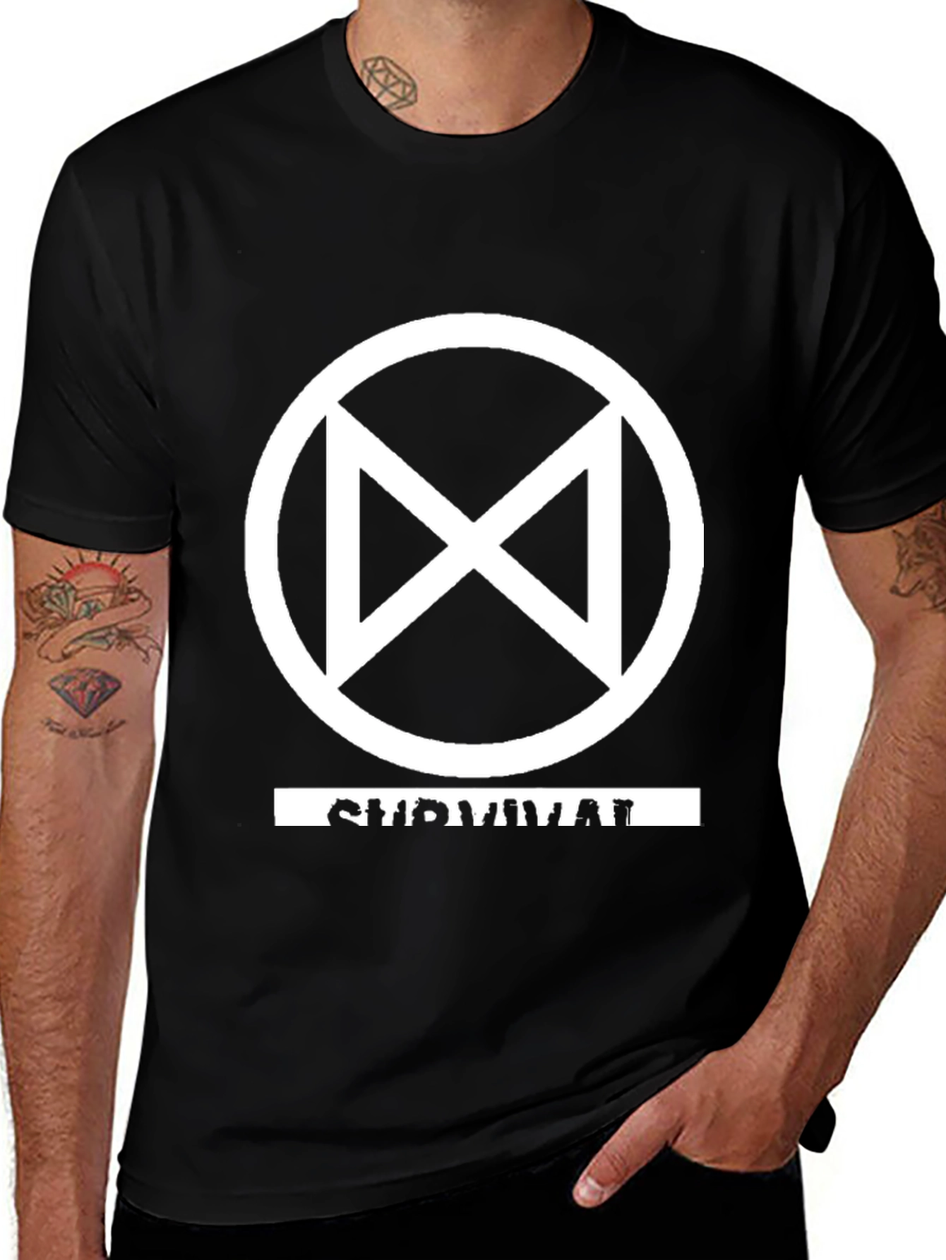 Survival Symbol T-Shirt - Black Graphic Tee