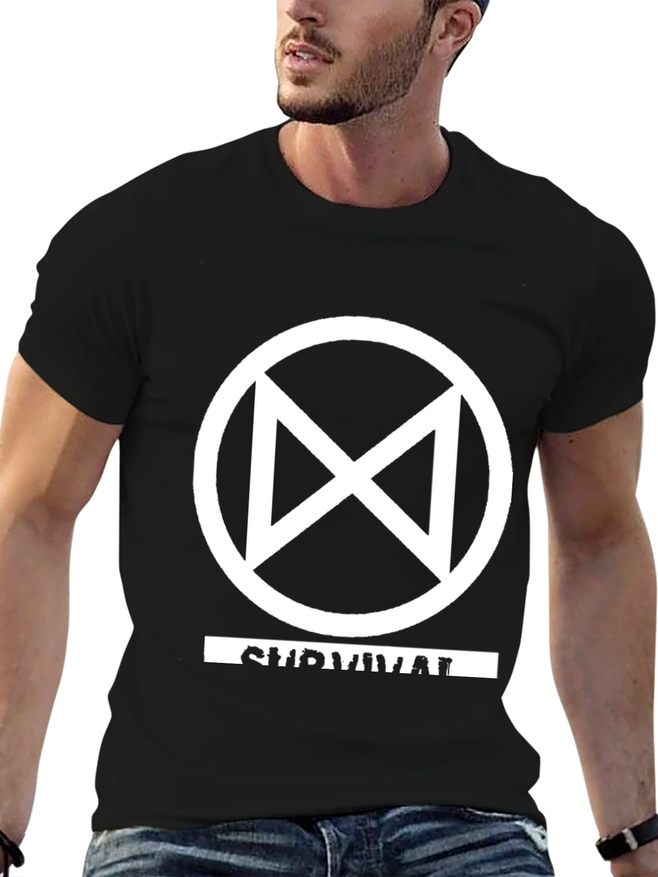 Survival Symbol T-Shirt - Black Graphic Tee