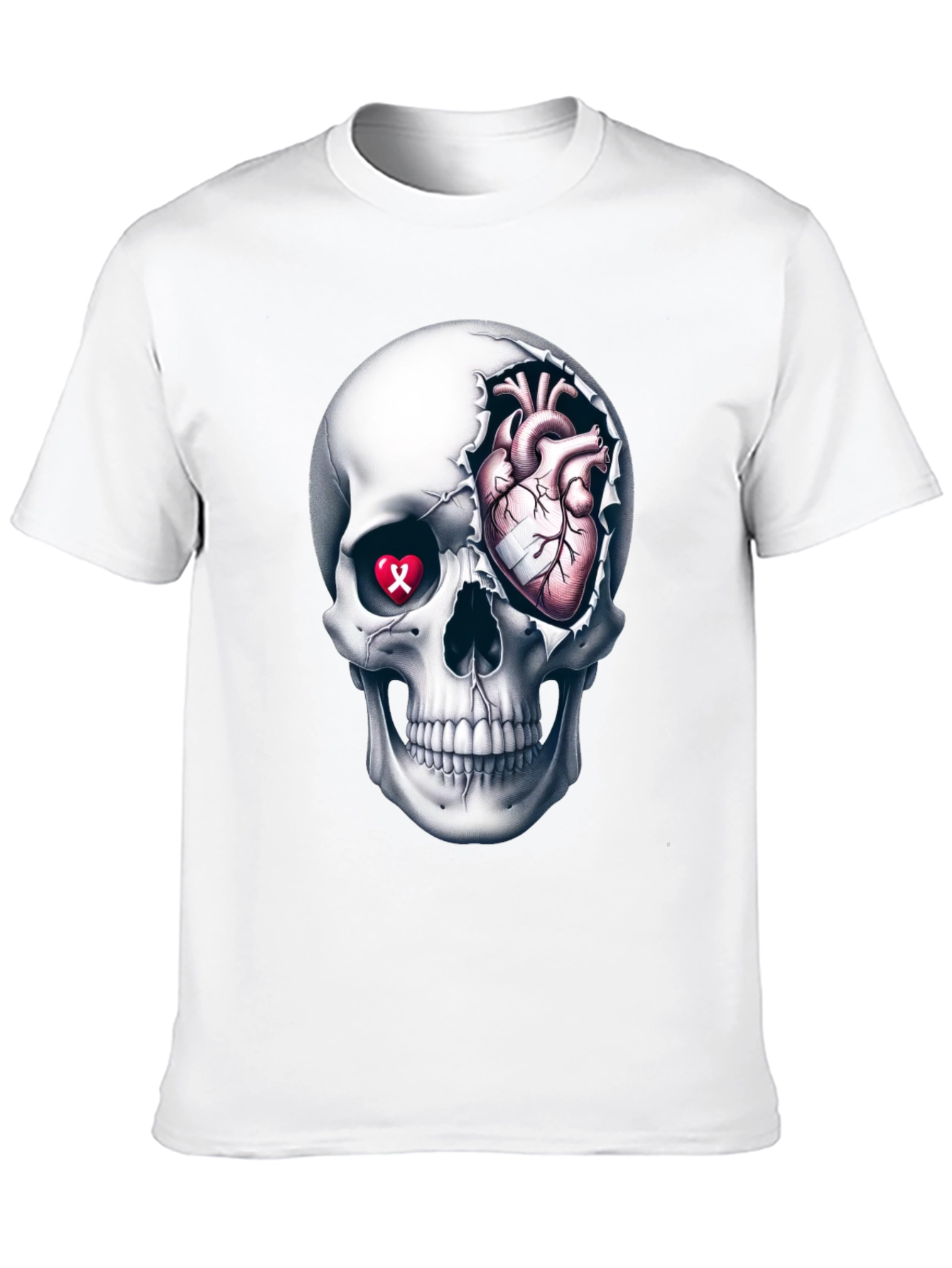 Skull and Heart Graphic Tee - Edgy Style