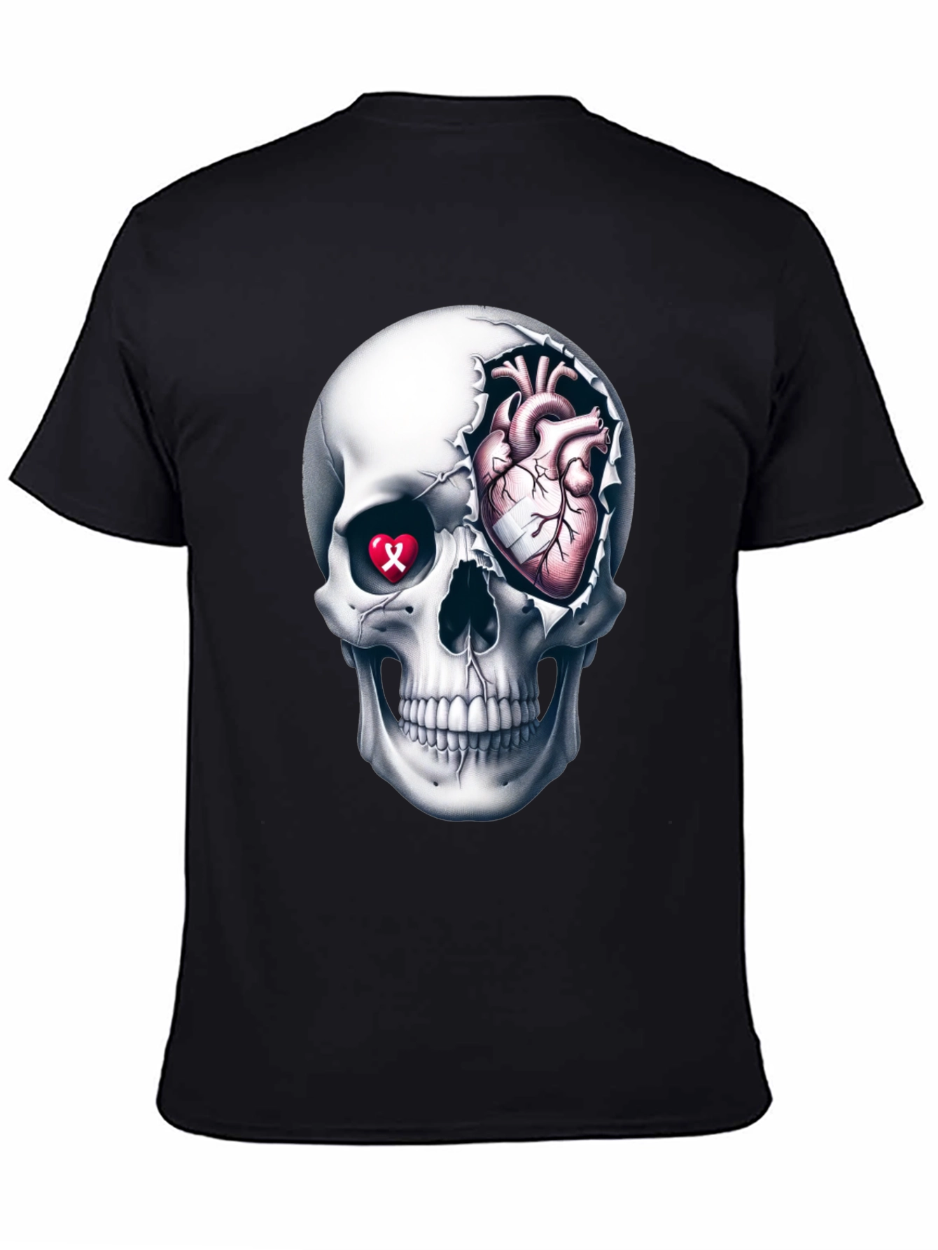 Skull and Heart Graphic Tee - Edgy Style
