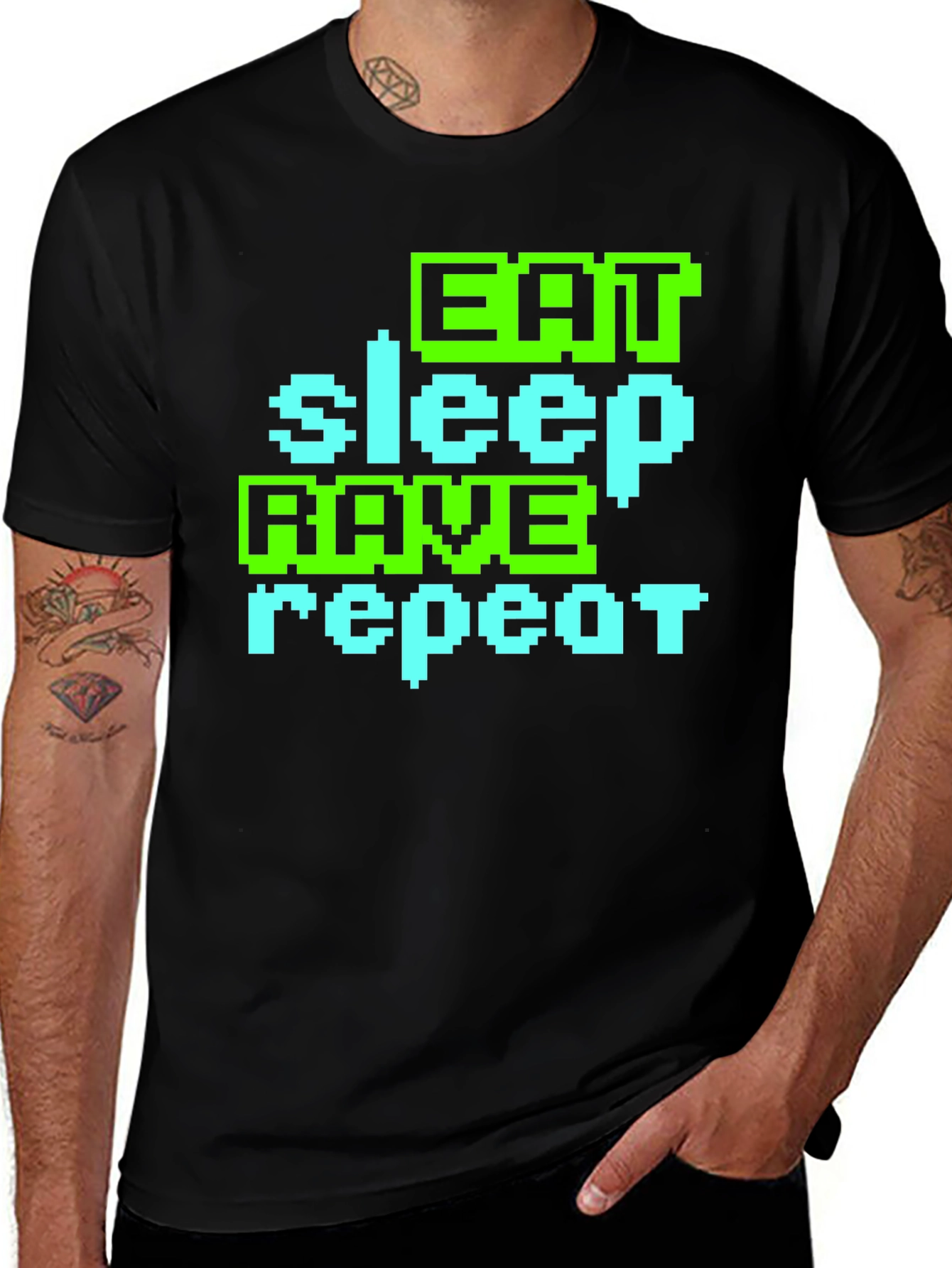 Eat Sleep Rave Repeat Graphic T-Shirt