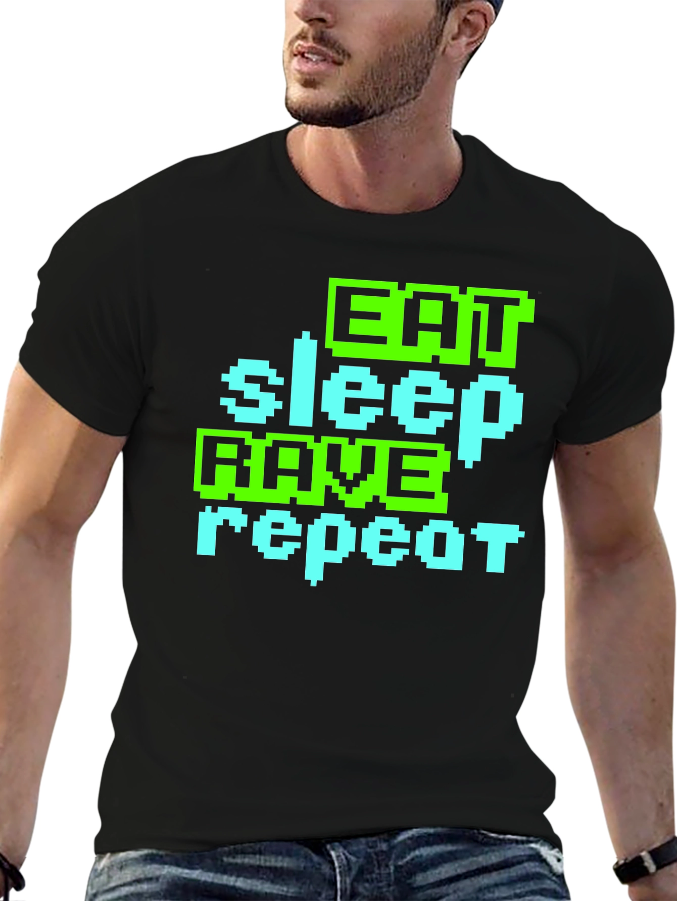 Eat Sleep Rave Repeat Graphic T-Shirt