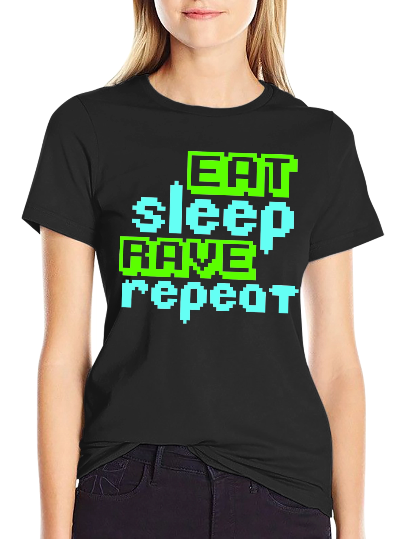 Eat Sleep Rave Repeat Graphic T-Shirt