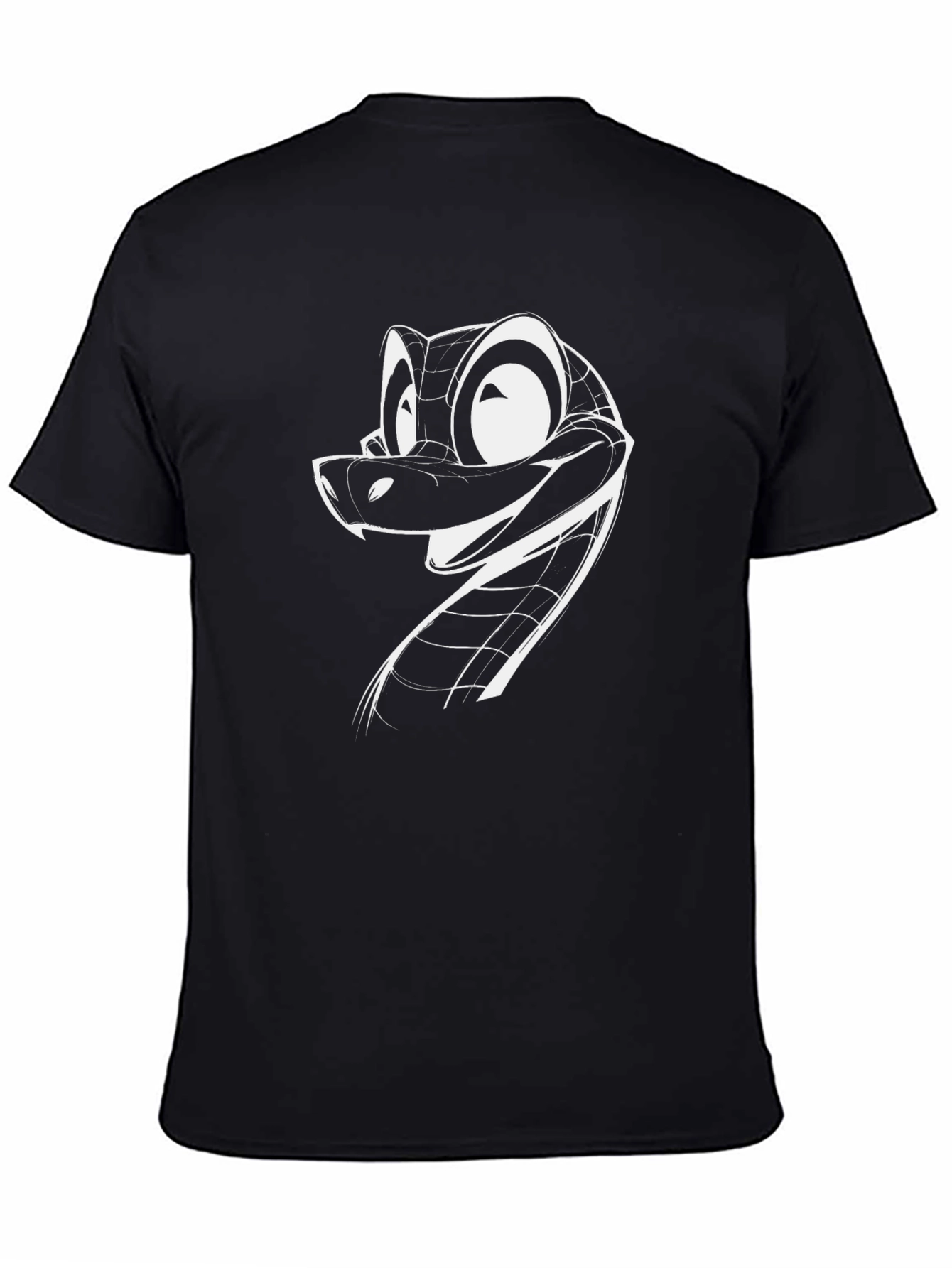 Cool Snake Cartoon Graphic Black T-Shirt