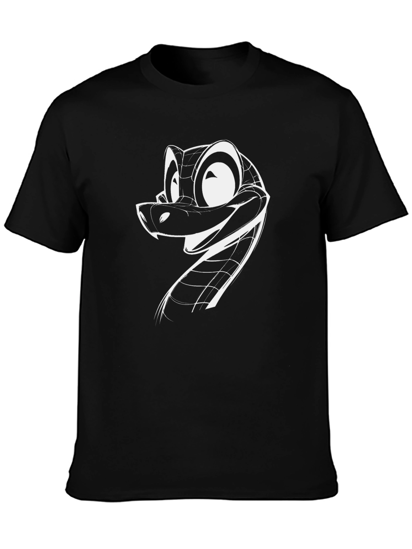 Cool Snake Cartoon Graphic Black T-Shirt