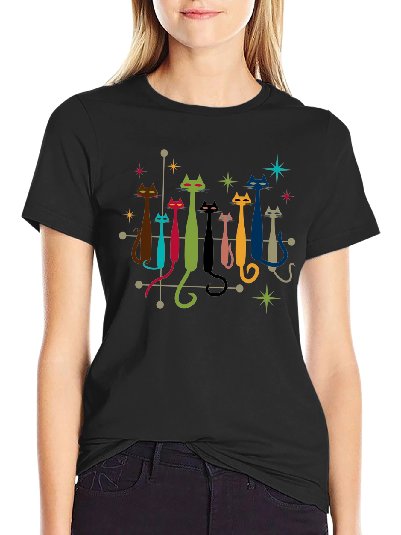 Retro Cat T-Shirt - Atomic Style