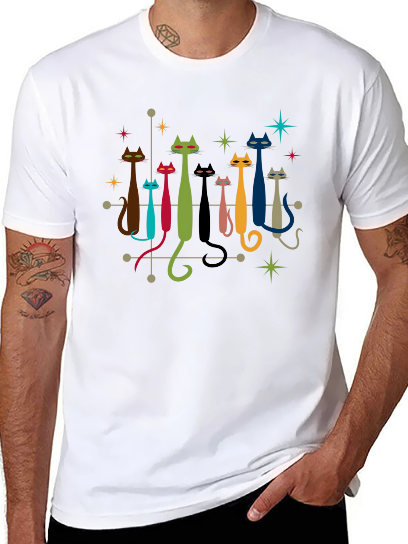 Retro Cat T-Shirt - Atomic Style