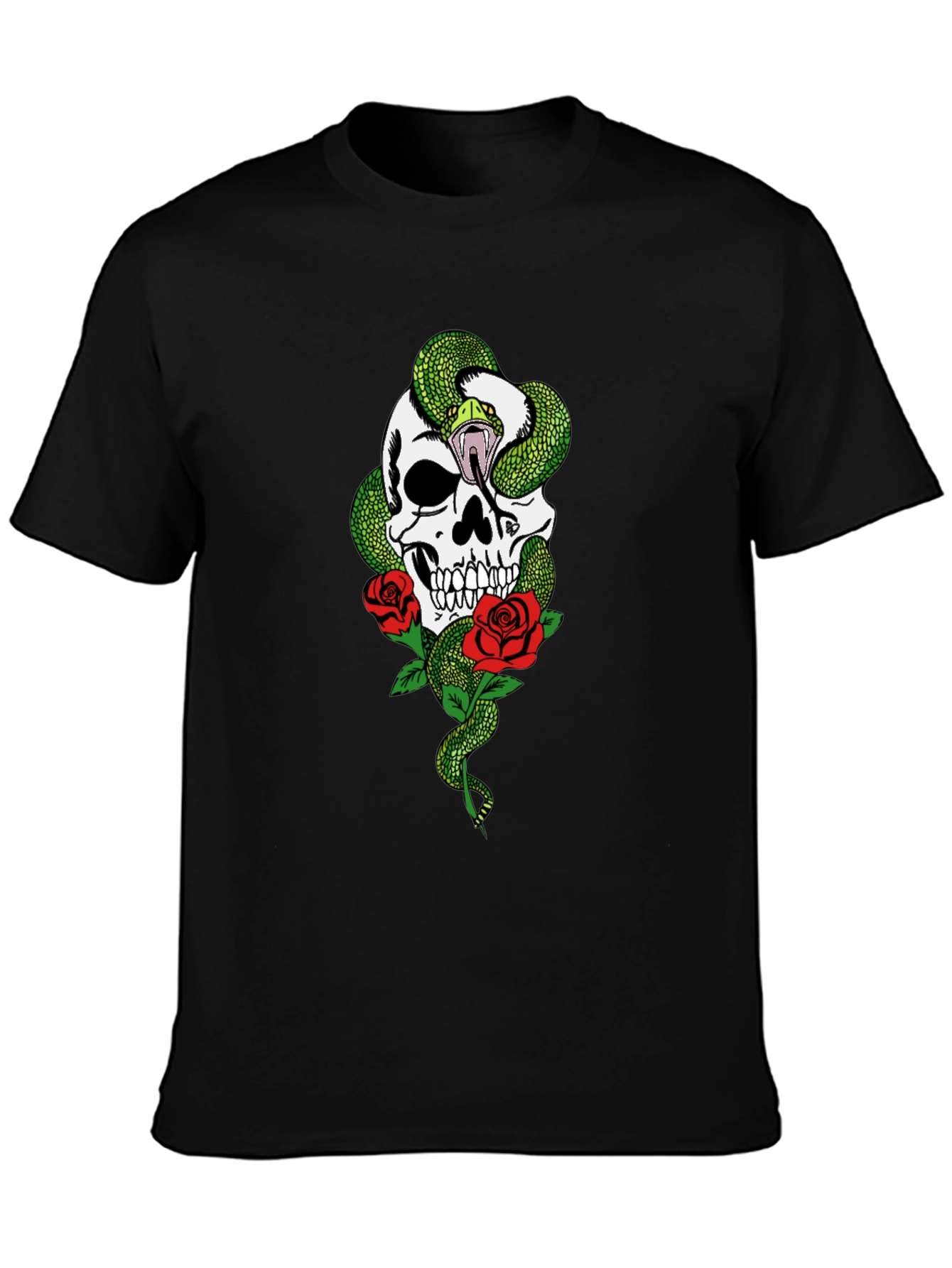Skull Snake & Roses Graphic Tee