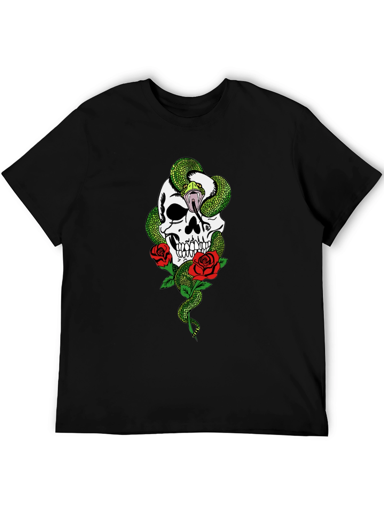 Skull Snake & Roses Graphic Tee
