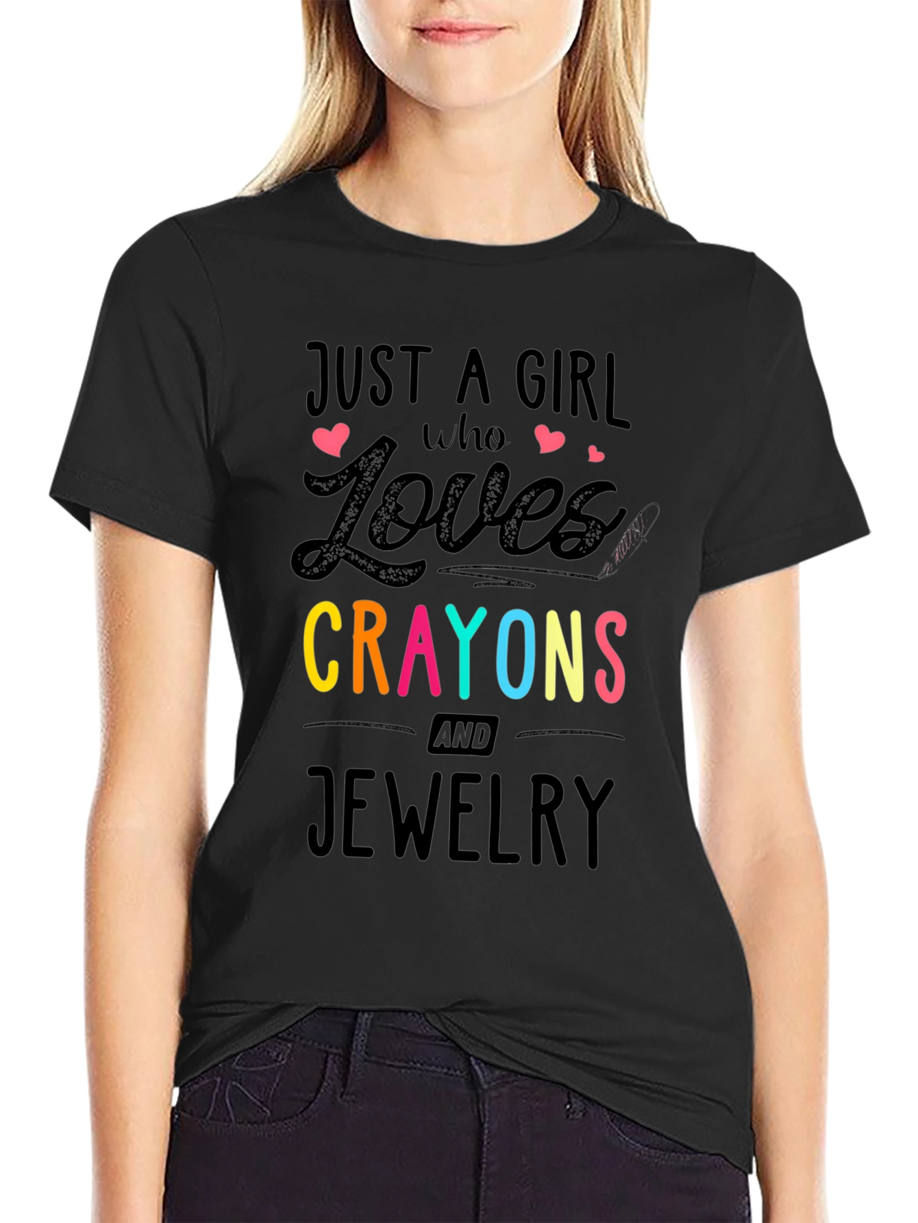 Just A Girl Who Loves Crayons & Jewelry T-Shirt