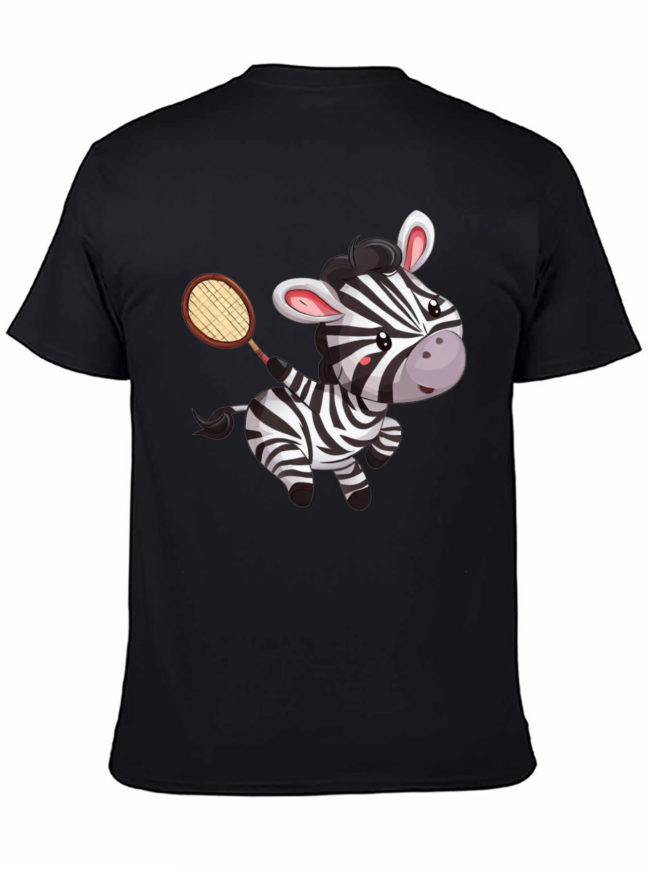 Zebra Tennis Player Black T-Shirt