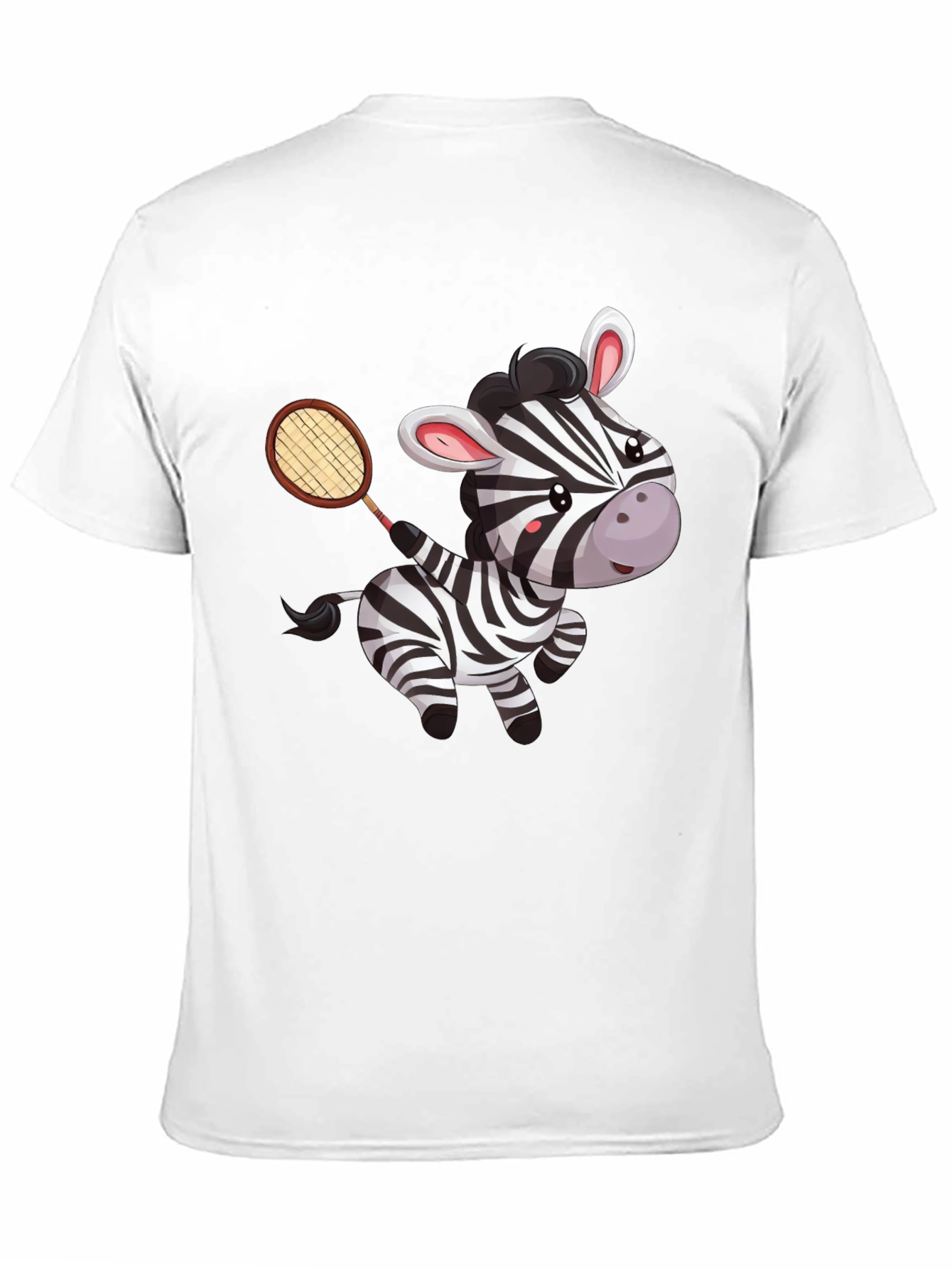 Zebra Tennis Player Black T-Shirt
