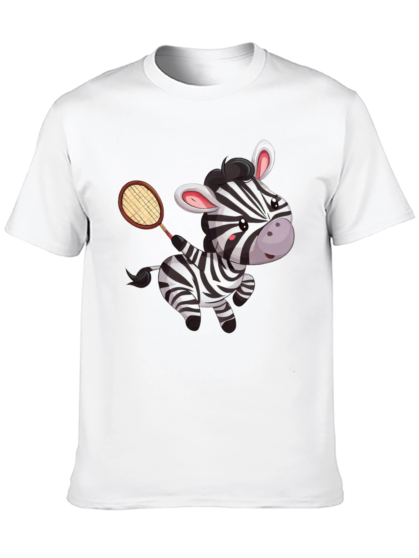 Zebra Tennis Player Black T-Shirt