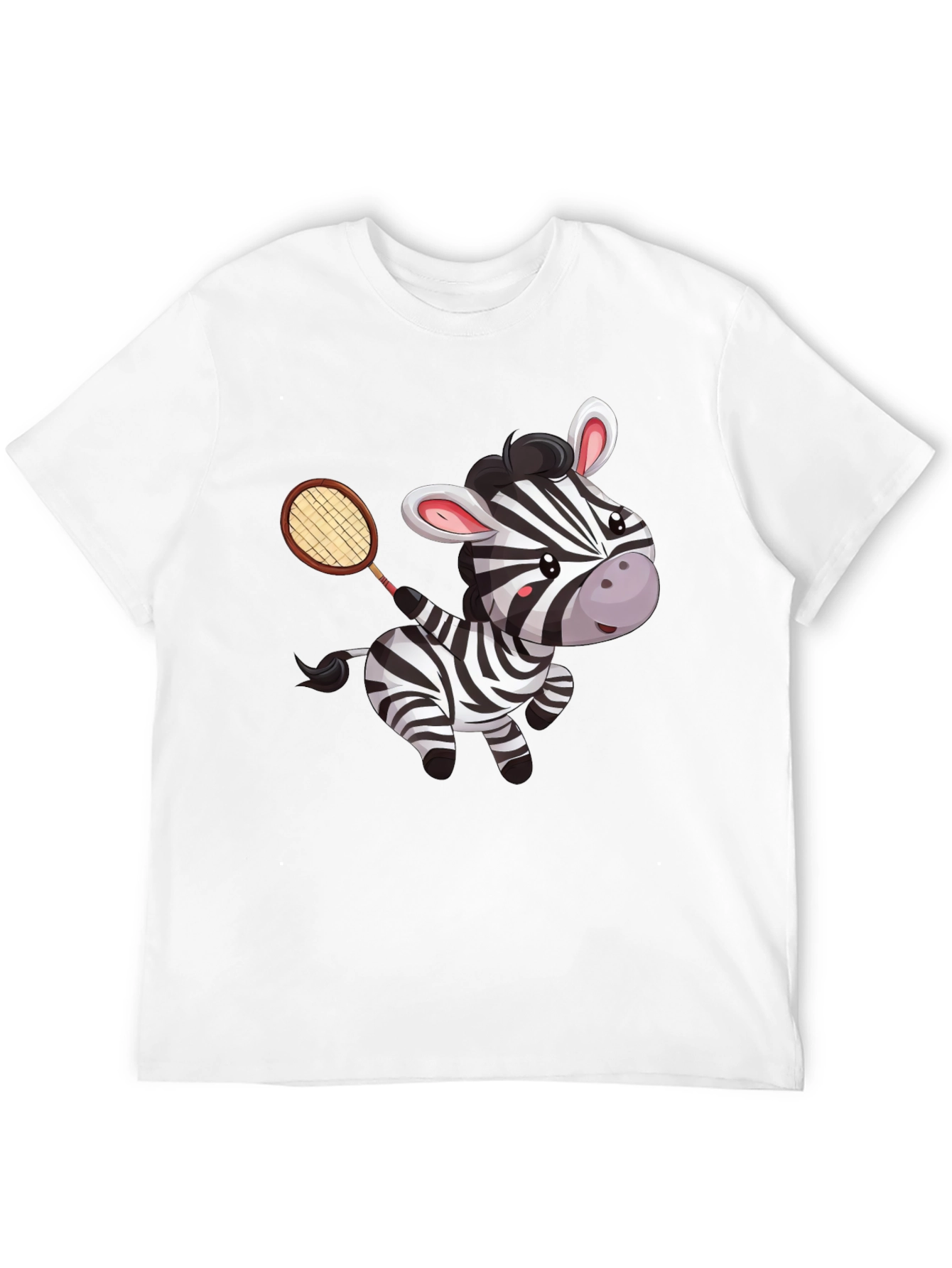 Zebra Tennis Player Black T-Shirt