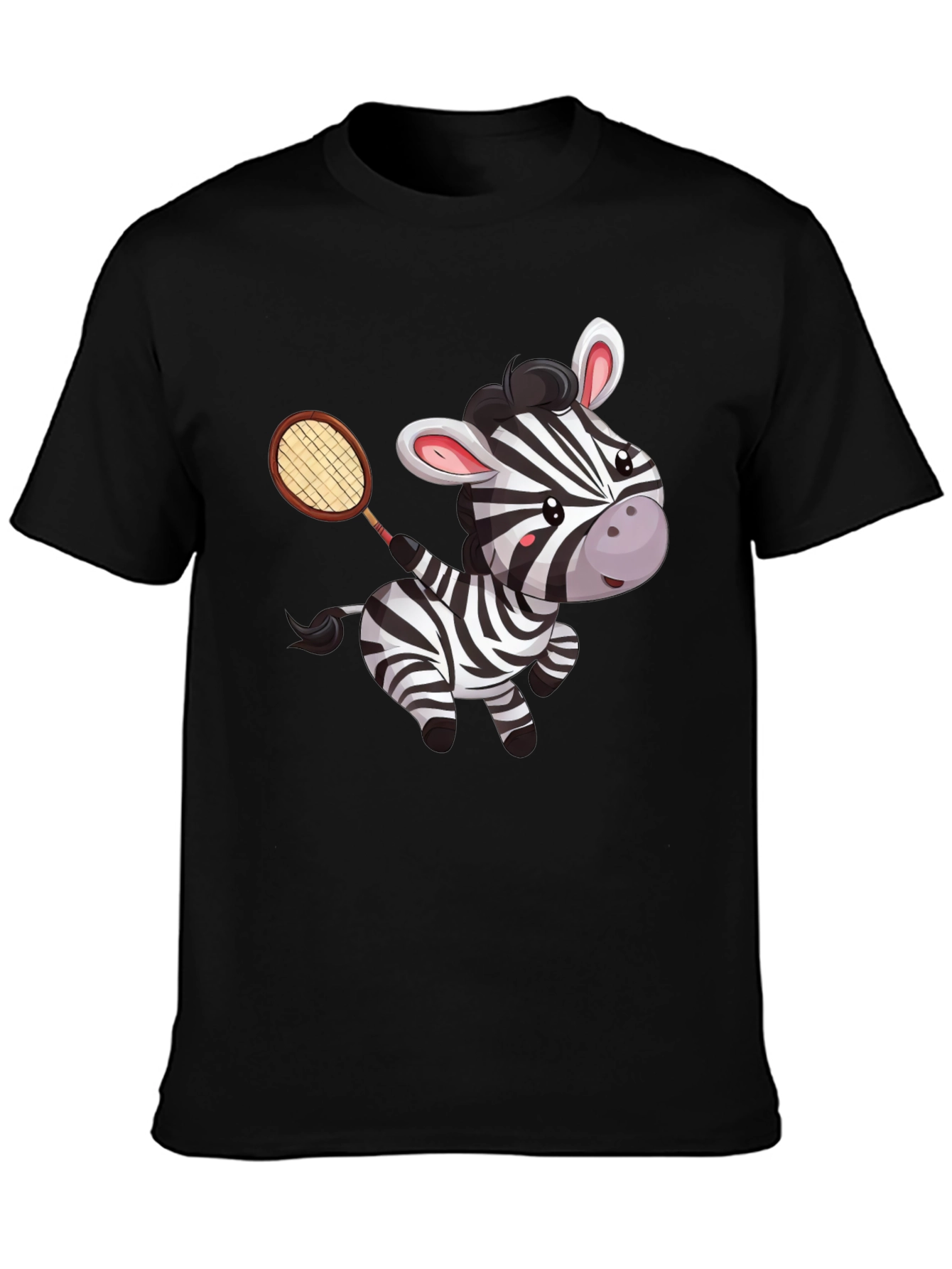 Zebra Tennis Player Black T-Shirt