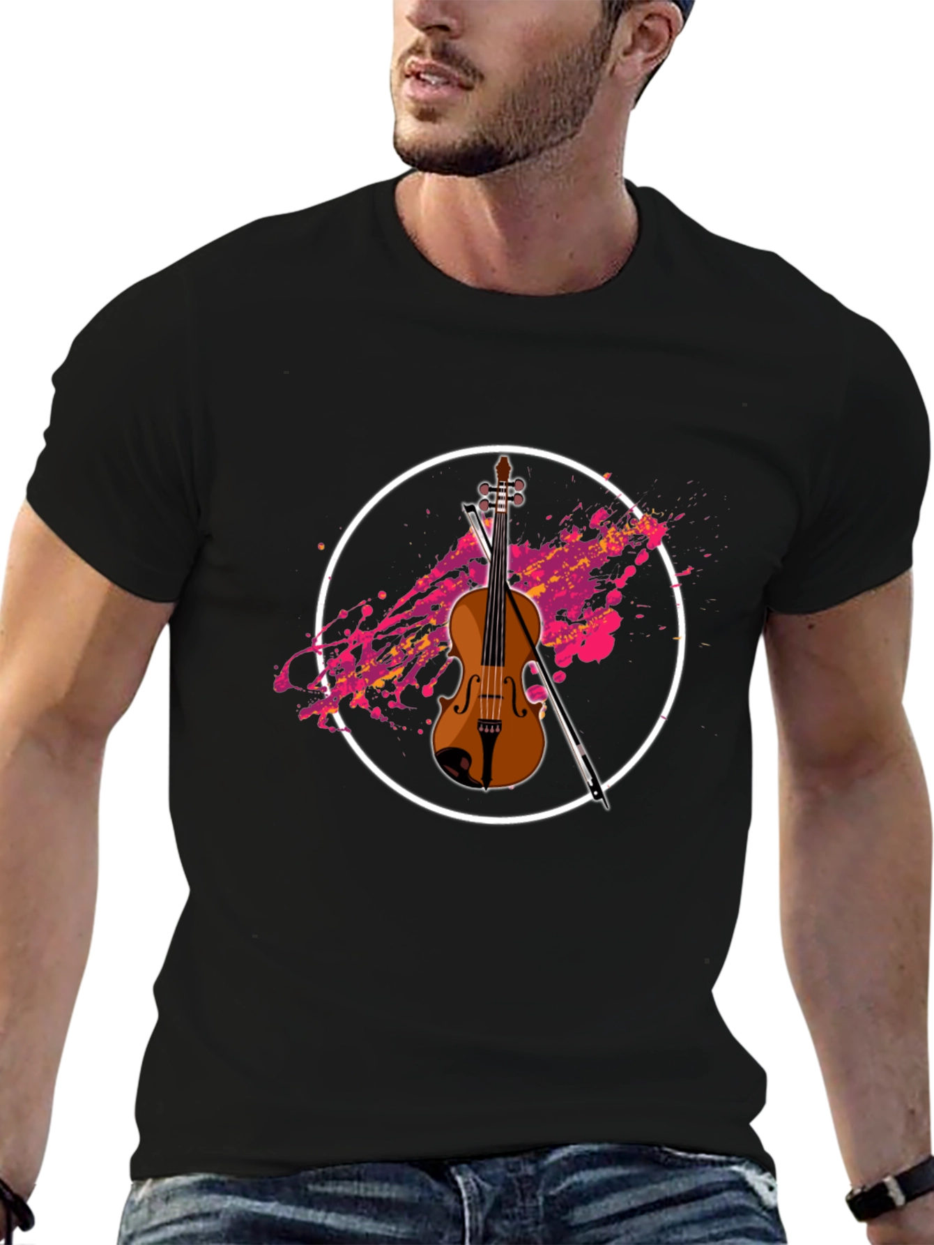 Violin Graphic Black T-Shirt
