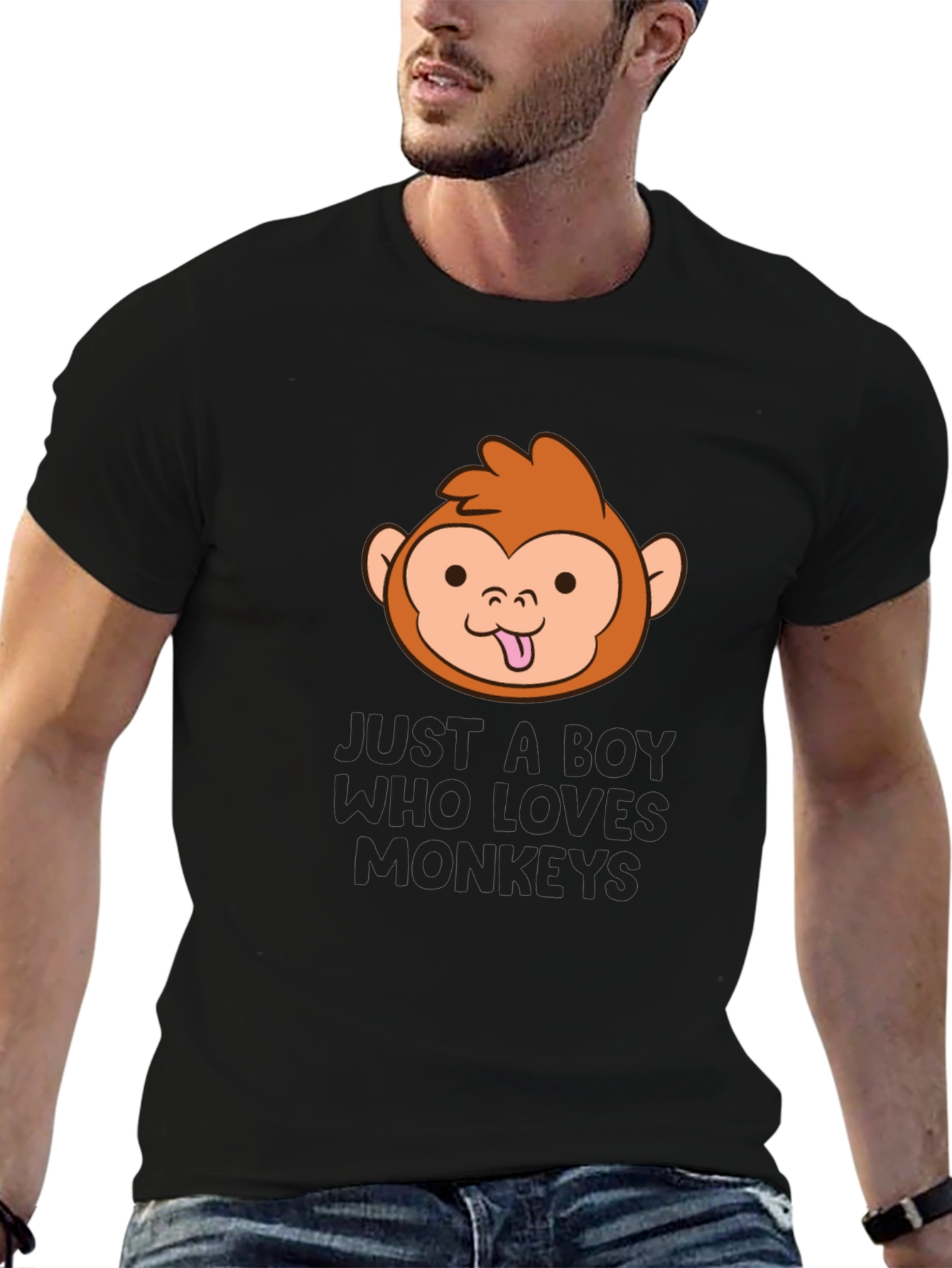 Funny Monkey Lover Boys Black T-Shirt