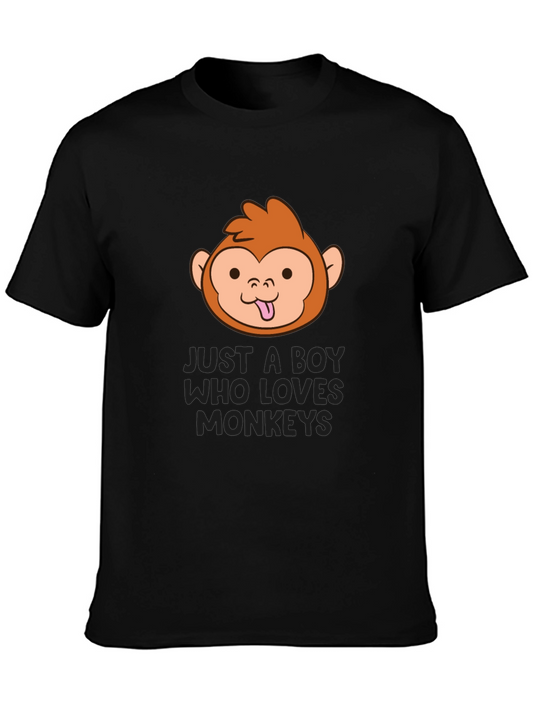 Funny Monkey Lover Boys Black T-Shirt