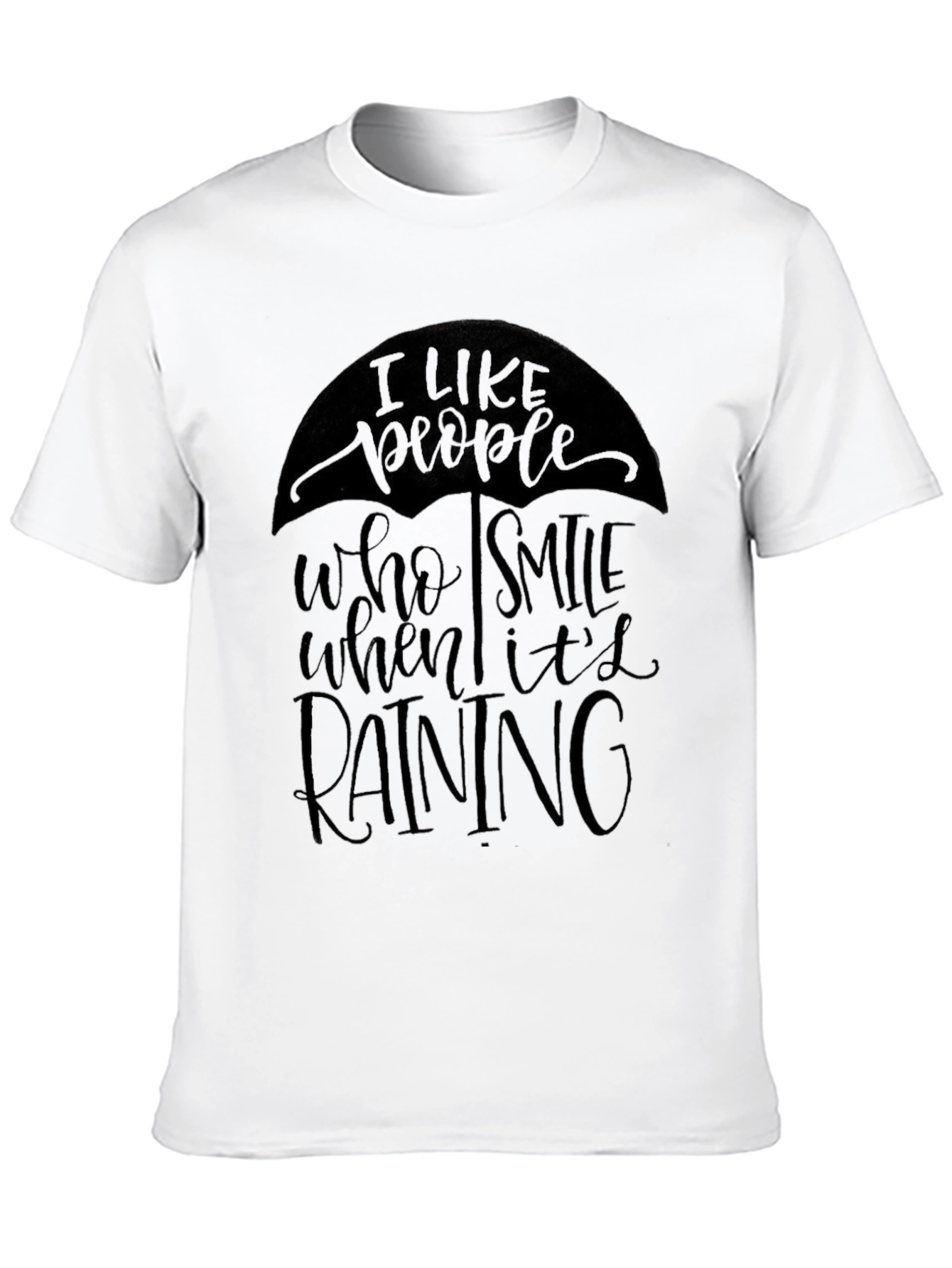 Stylish Smile When Its Raining Graphic Black T-Shirt