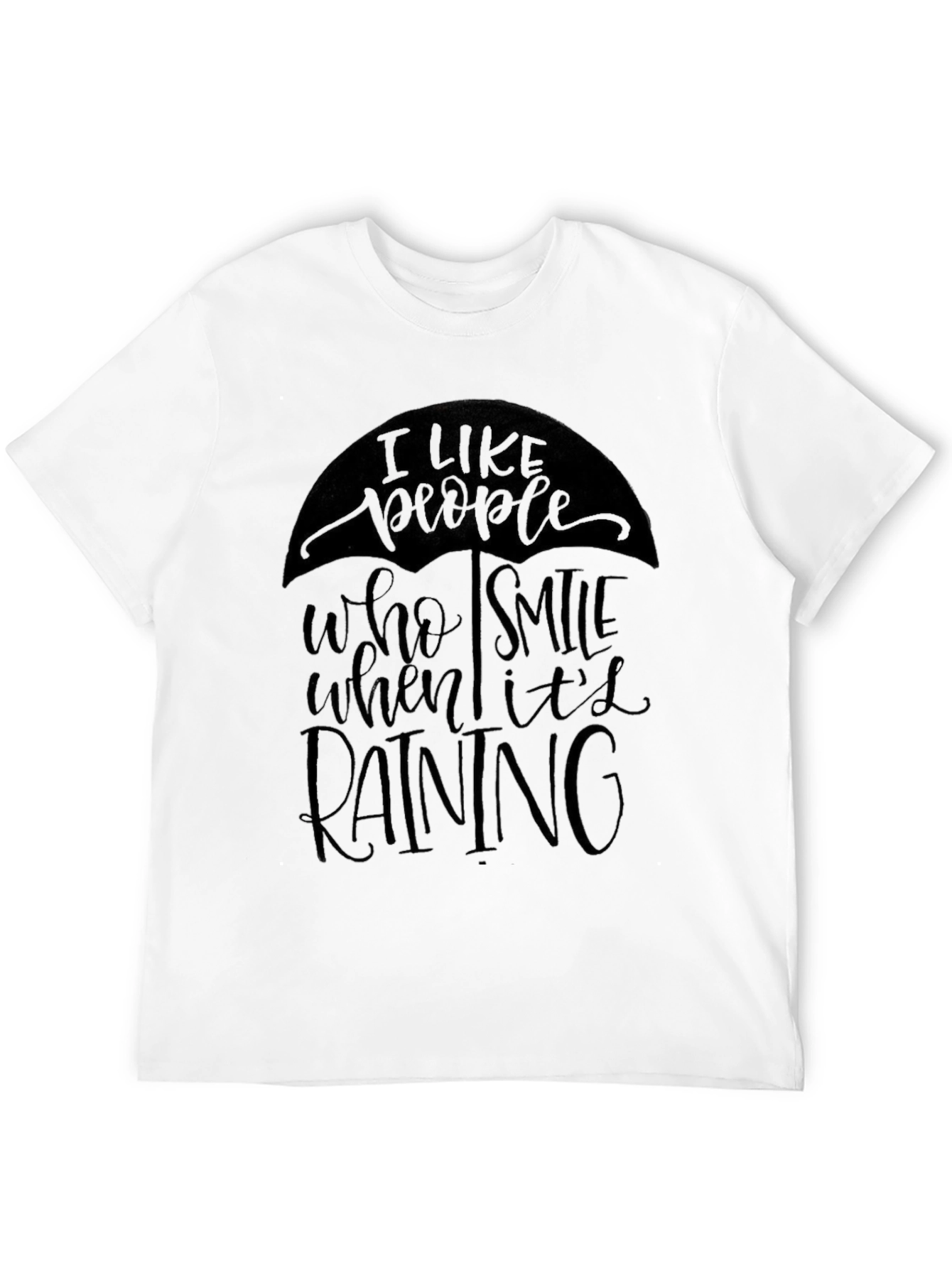 Stylish Smile When Its Raining Graphic Black T-Shirt