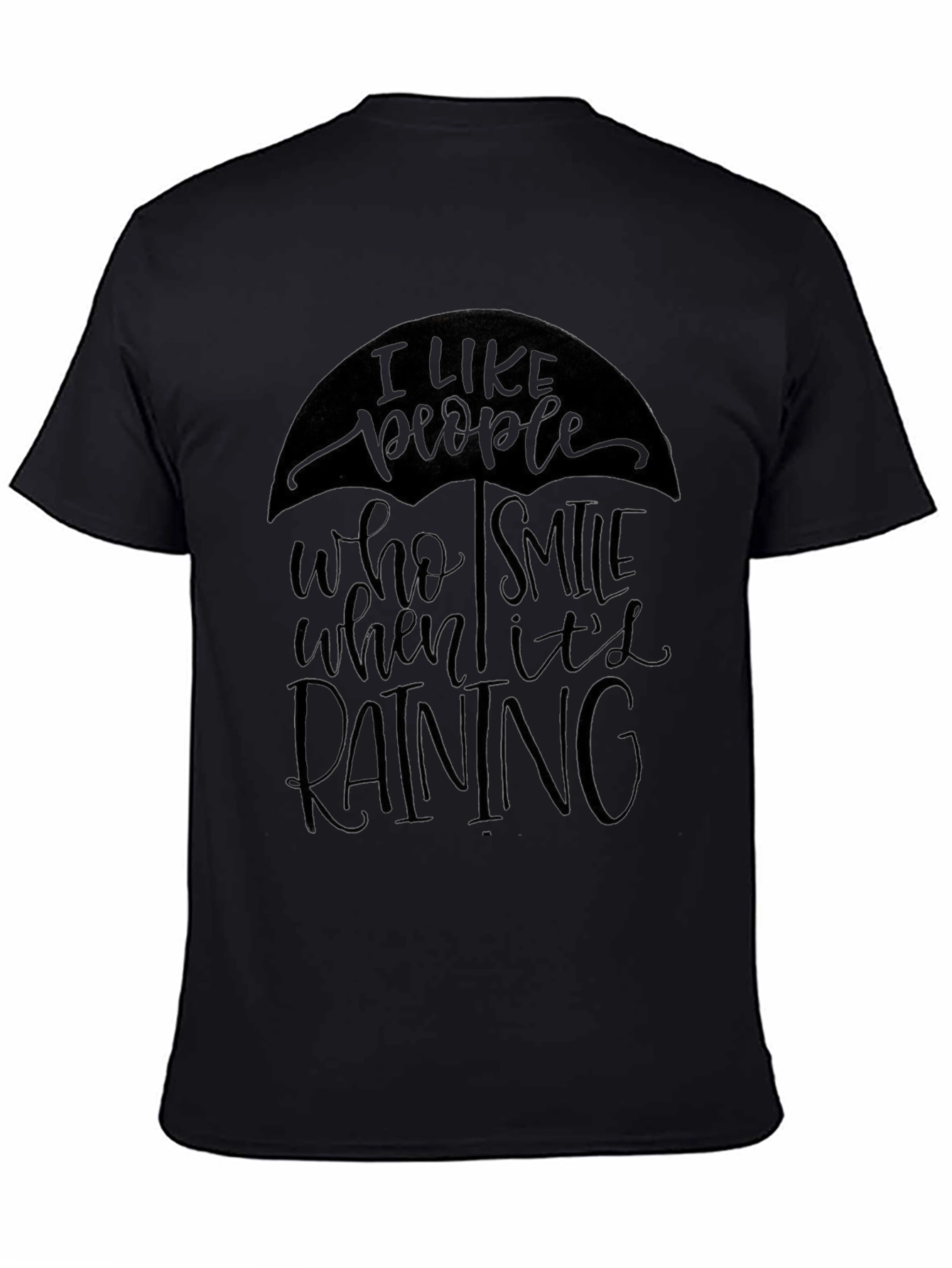 Stylish Smile When Its Raining Graphic Black T-Shirt