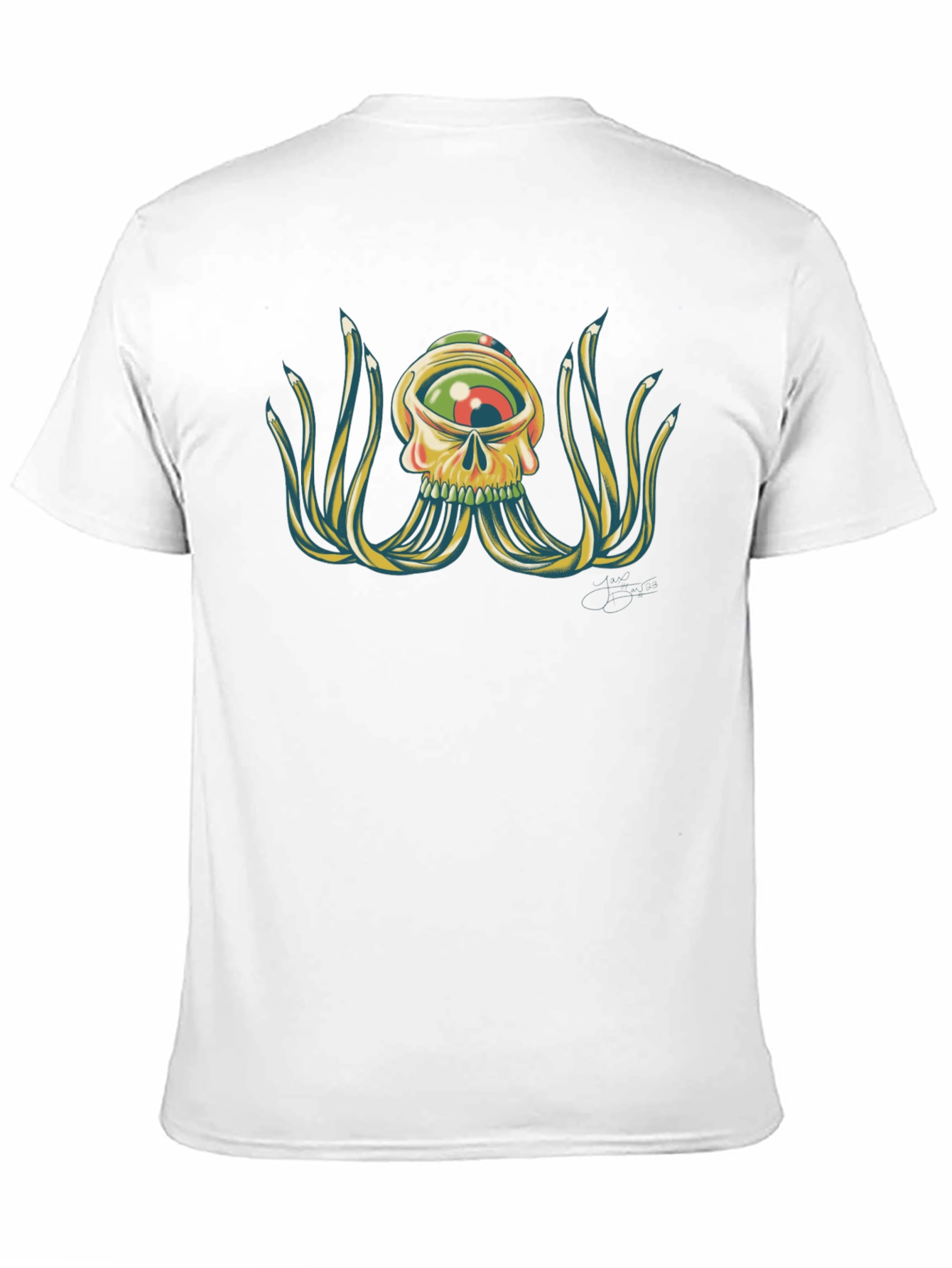 Skull Eye Pencil Octopus Graphic Tee