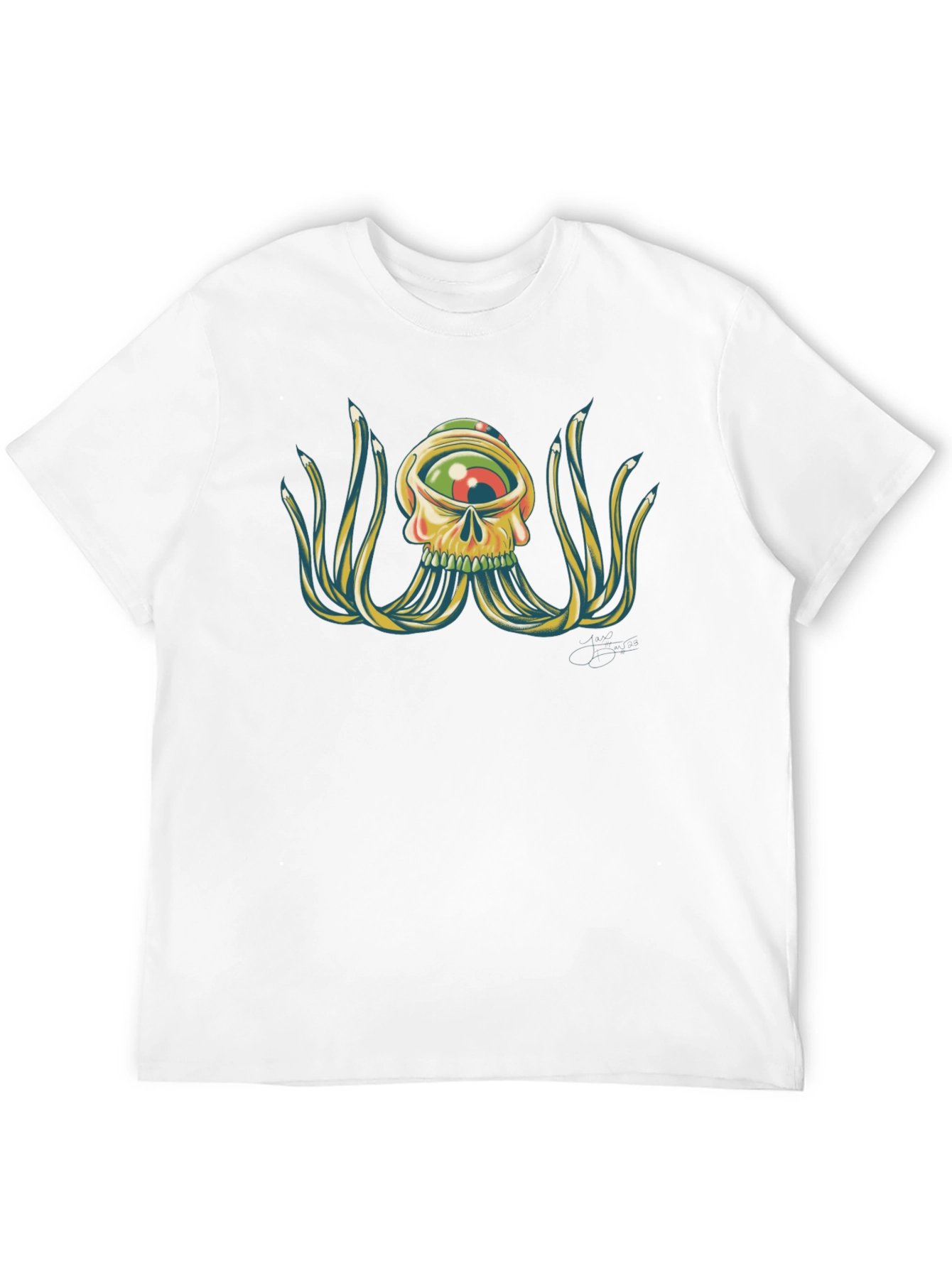 Skull Eye Pencil Octopus Graphic Tee