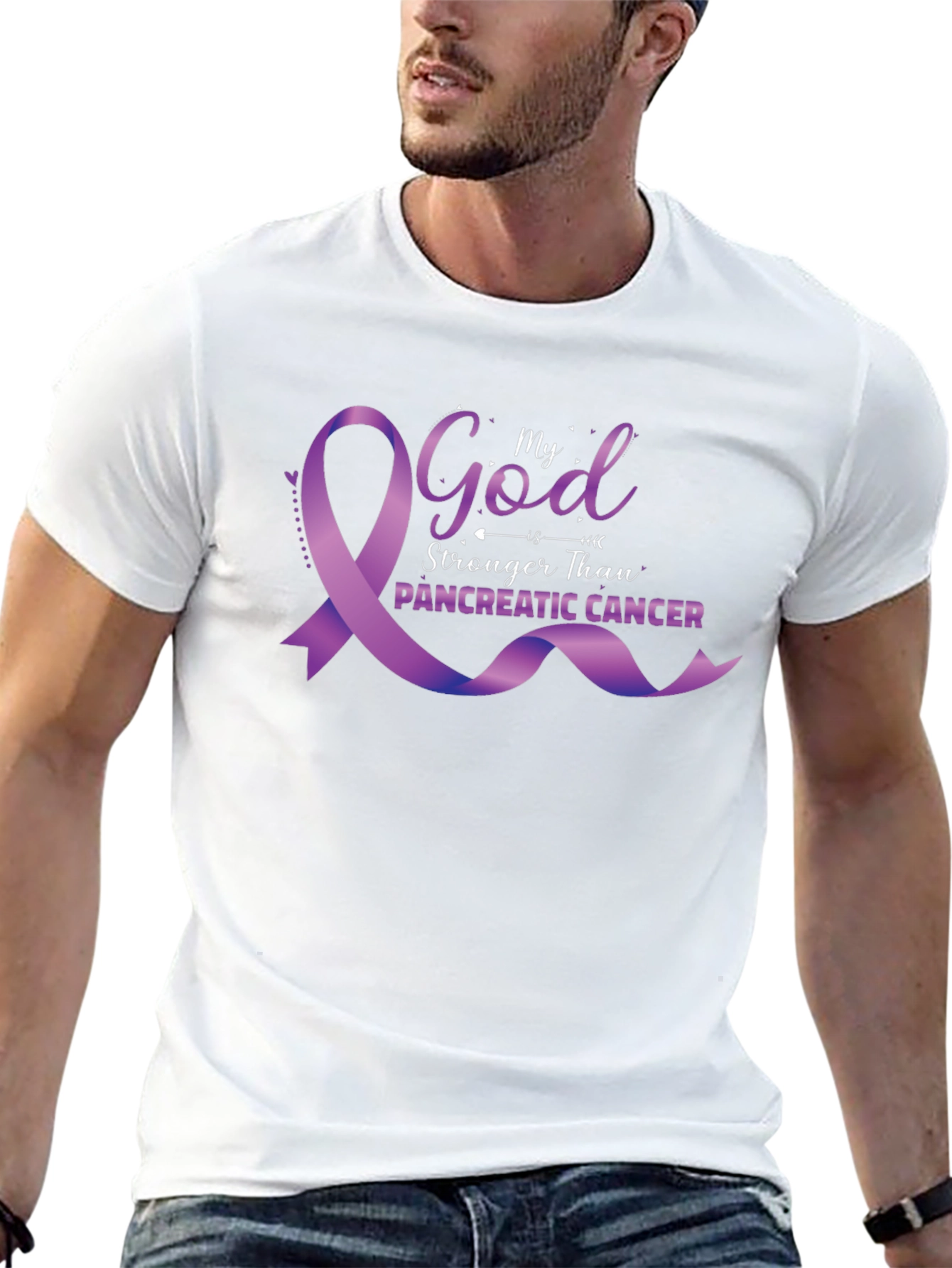 My God Stronger Pancreatic Cancer T-Shirt