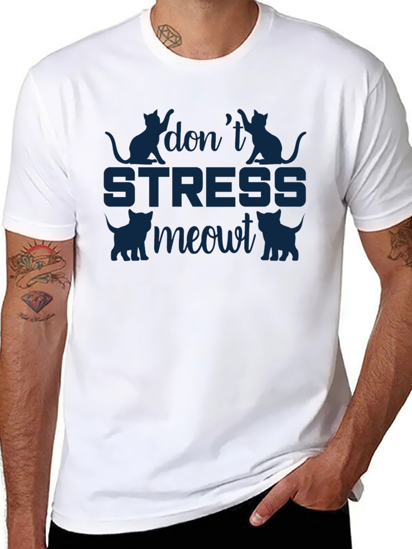 Dont Stress Meowt Cat Graphic T-Shirt