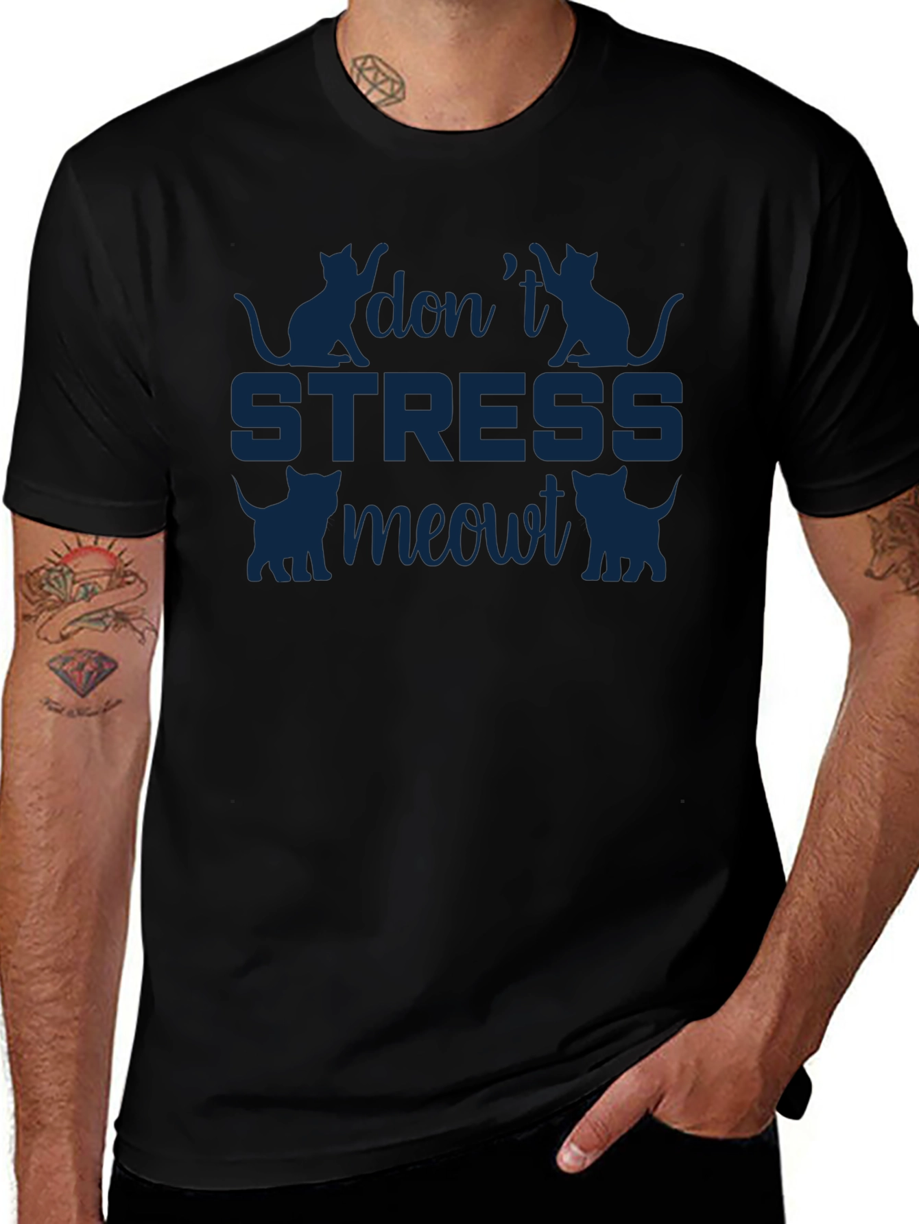 Dont Stress Meowt Cat Graphic T-Shirt