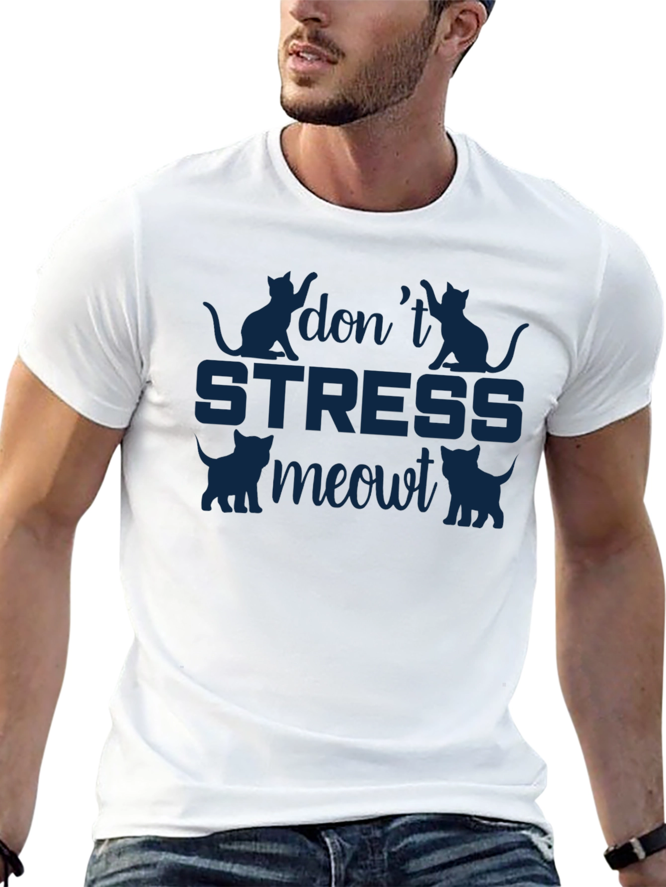 Dont Stress Meowt Cat Graphic T-Shirt
