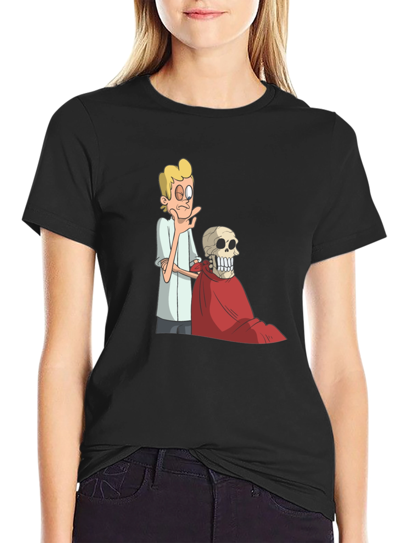 Funny Cartoon Graphic Black T-Shirt