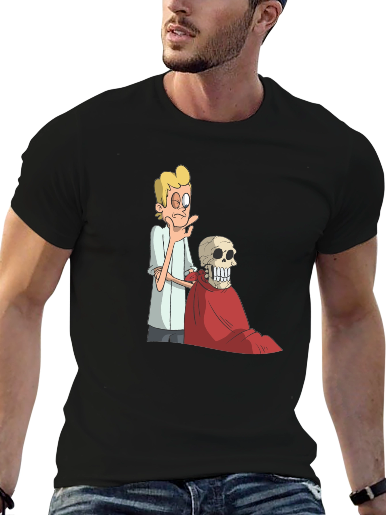 Funny Cartoon Graphic Black T-Shirt