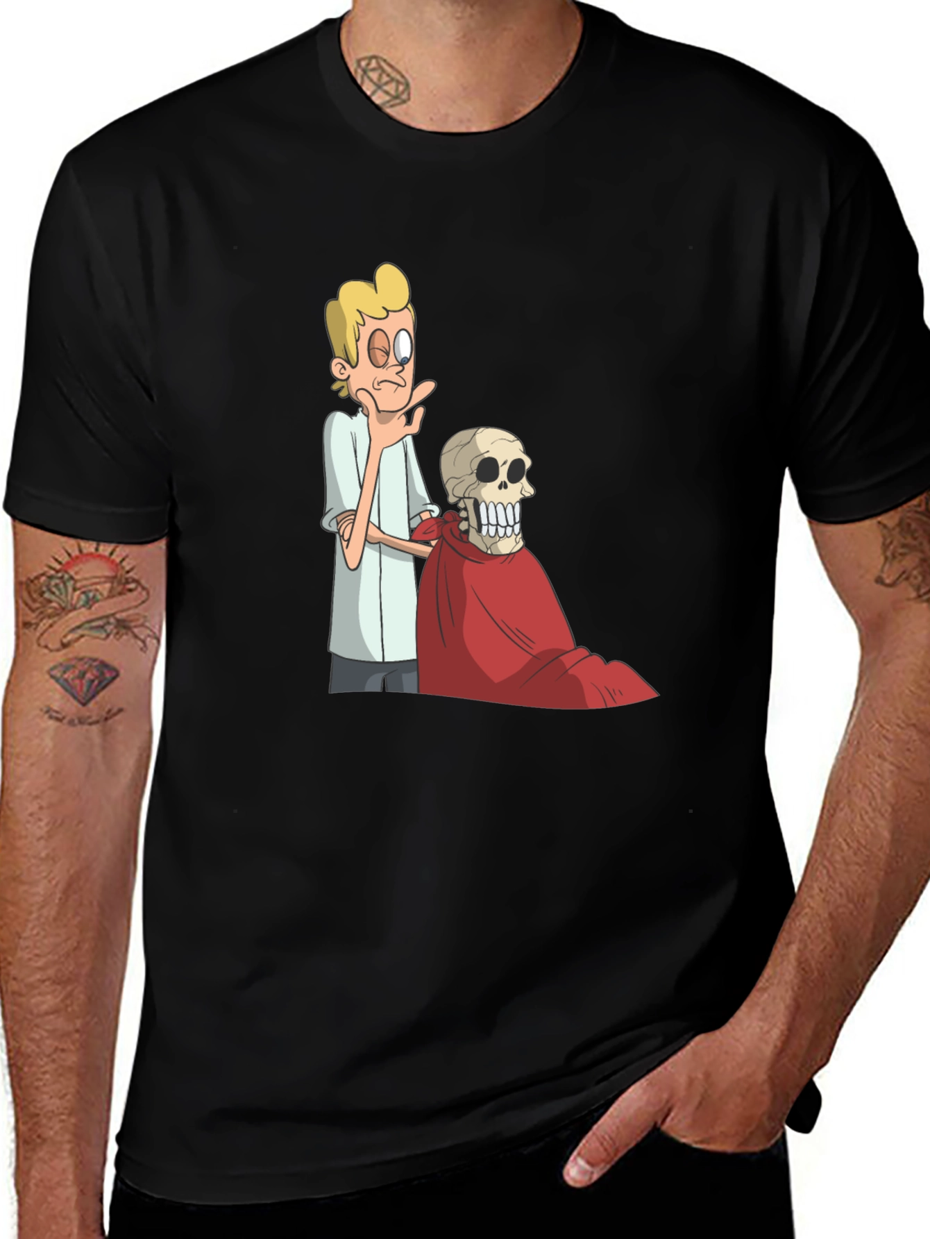 Funny Cartoon Graphic Black T-Shirt
