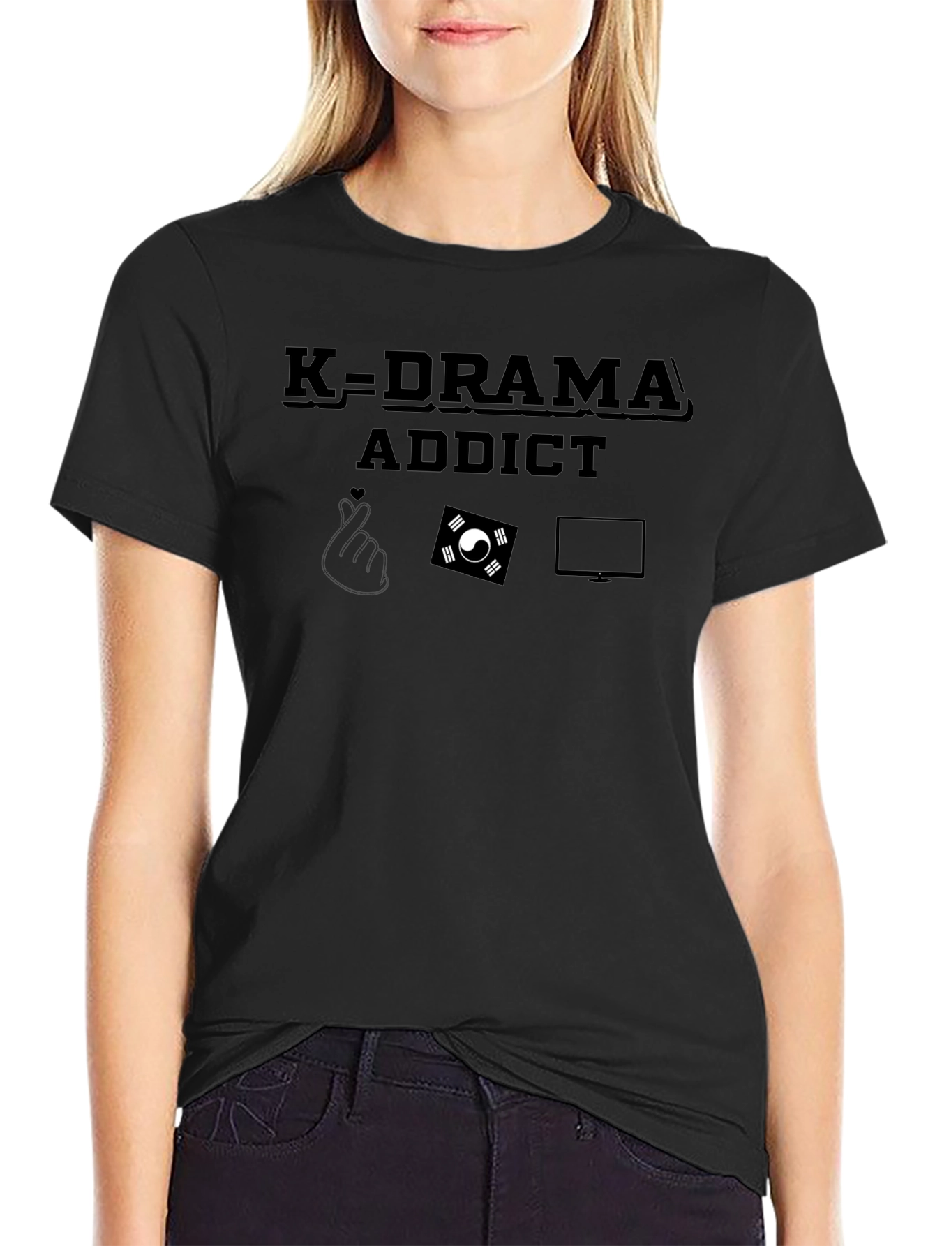 K-Drama Addict Black T-Shirt
