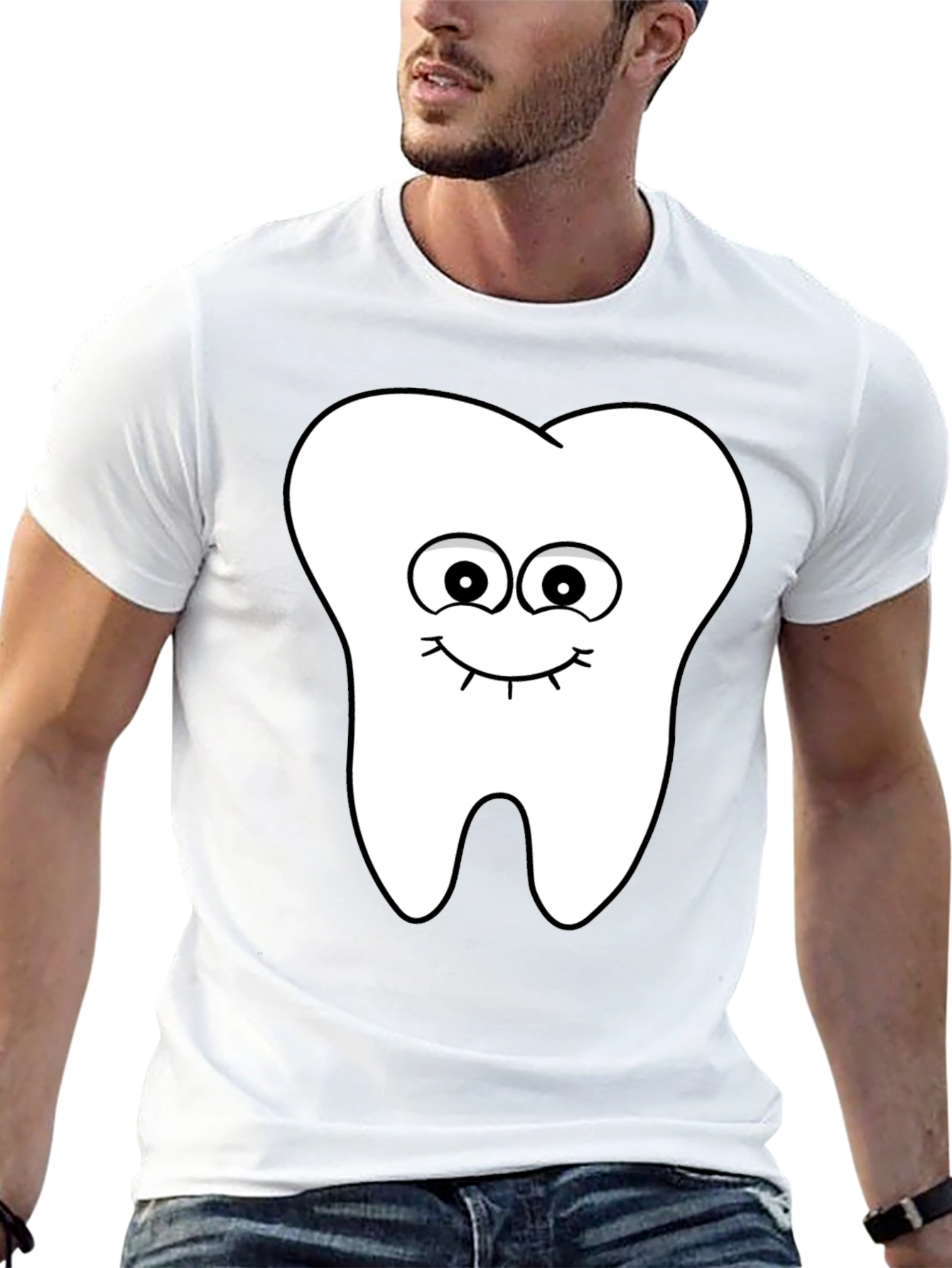 Funny Tooth Graphic Tee - Black Cotton T-Shirt