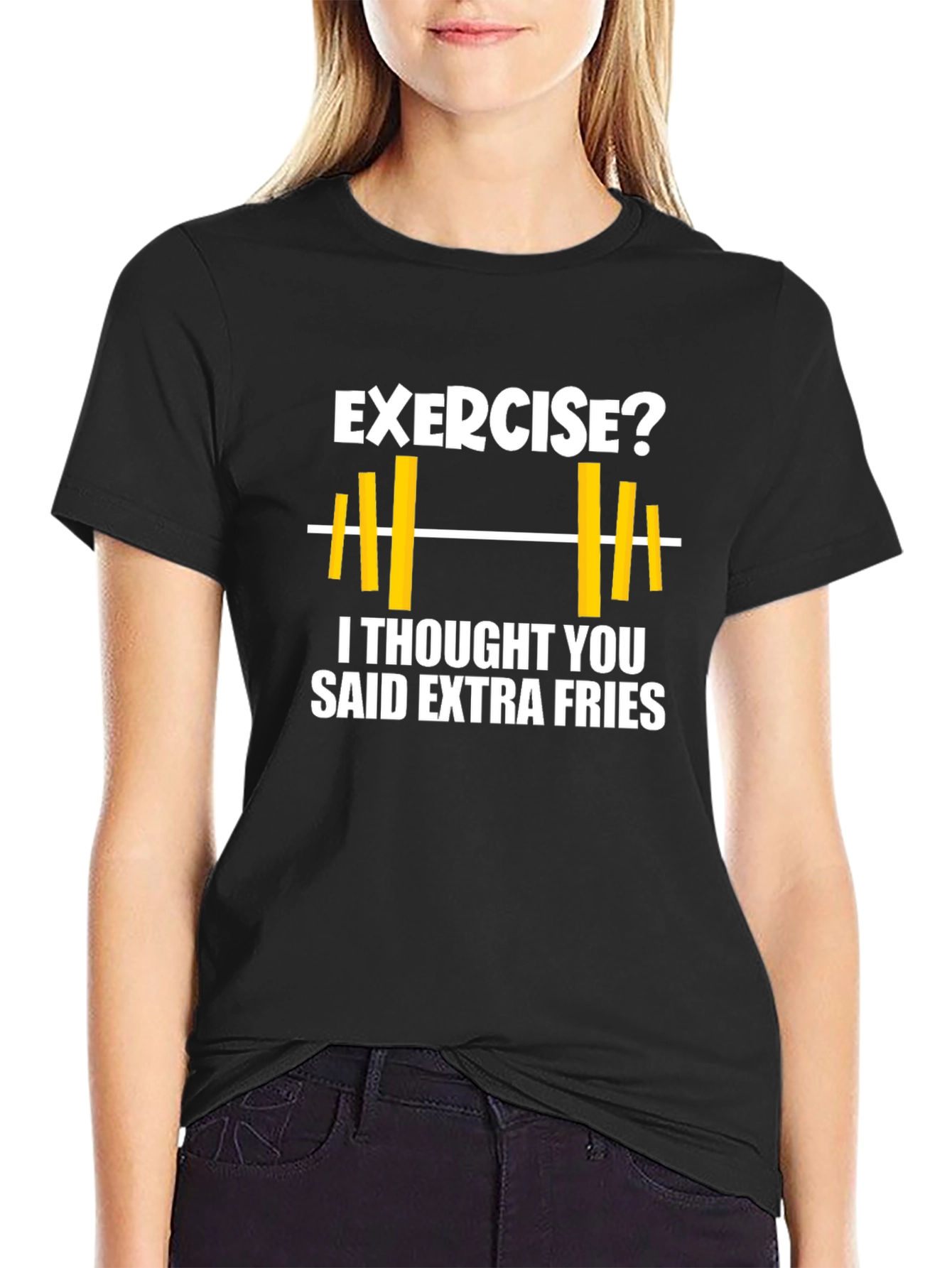 Exercise? Extra Fries Graphic T-Shirt