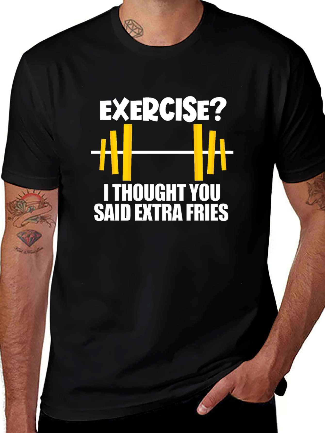Exercise? Extra Fries Graphic T-Shirt