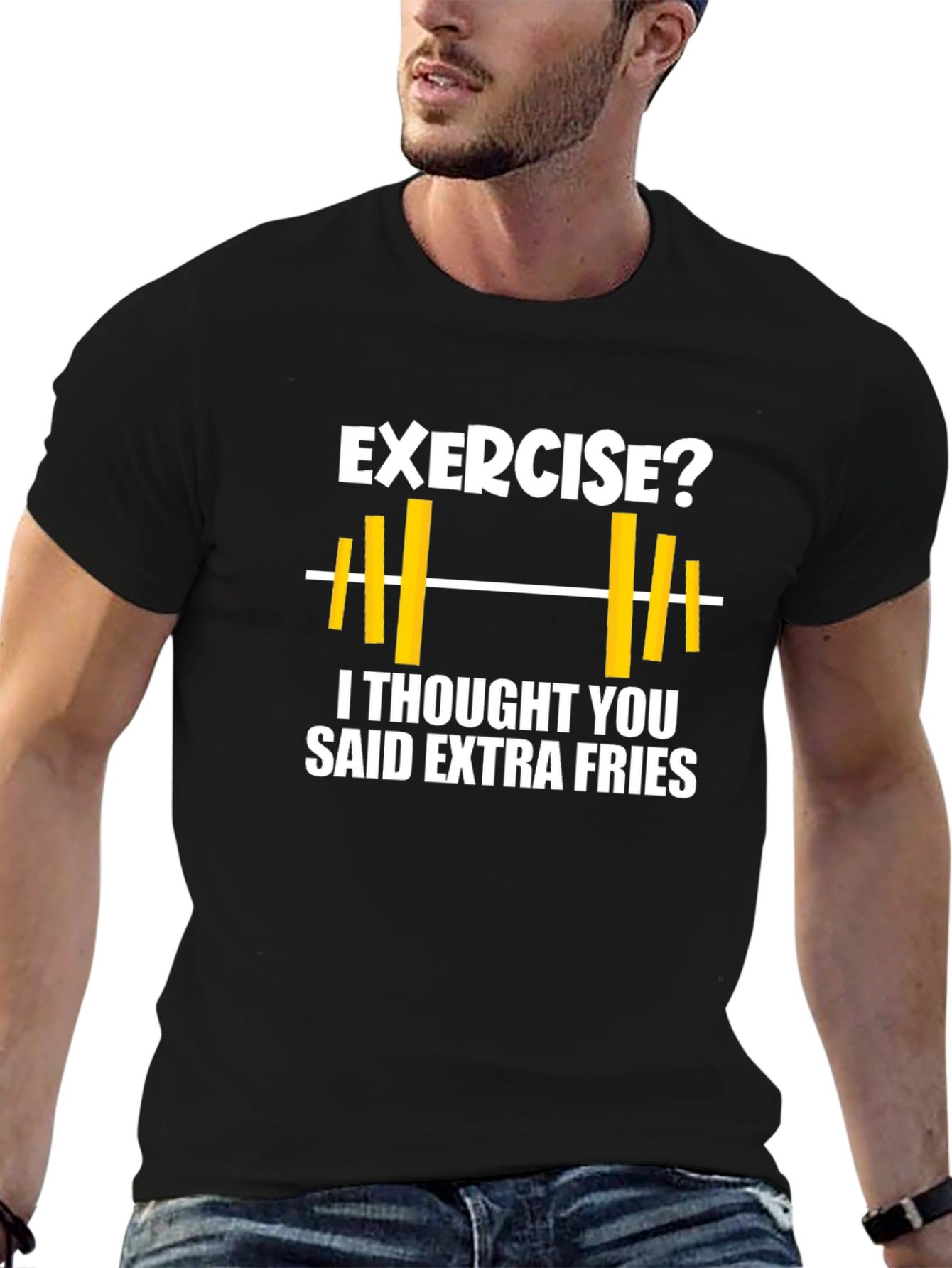 Exercise? Extra Fries Graphic T-Shirt