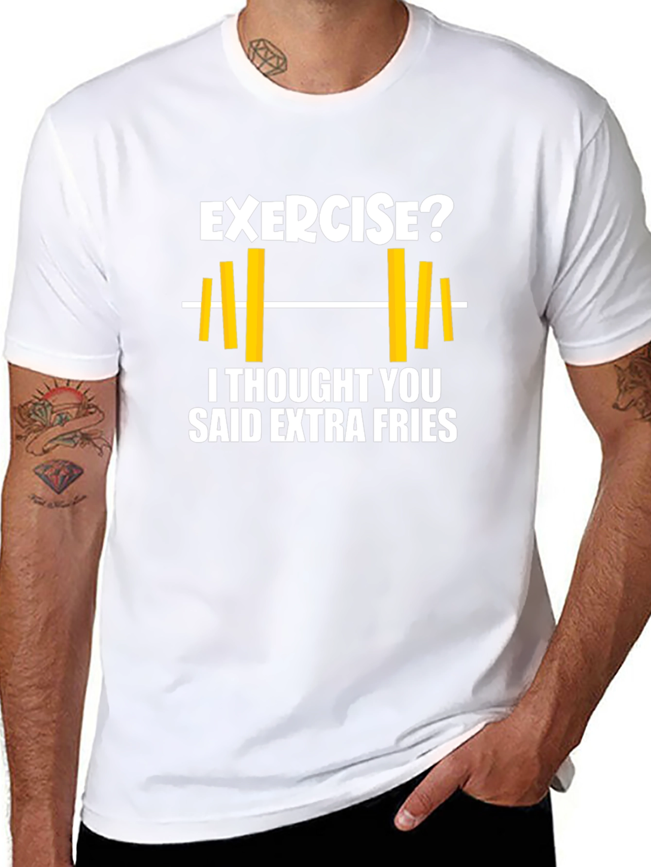 Exercise? Extra Fries Graphic T-Shirt