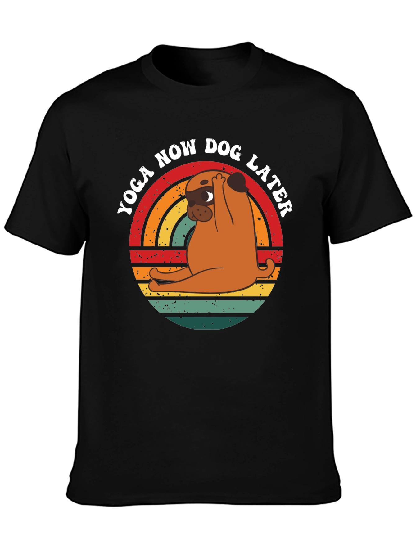 Yoga Now Dog Later T-Shirt – Funny Pug Yoga Graphic Tee