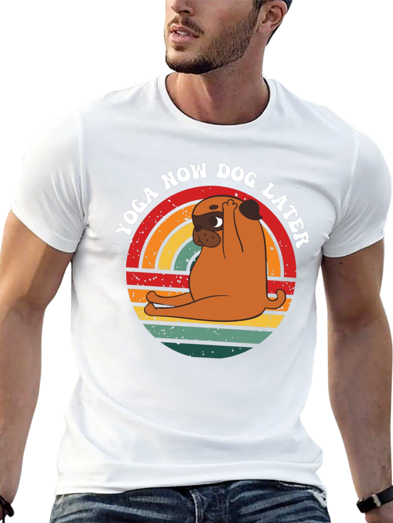Yoga Now Dog Later T-Shirt – Funny Pug Yoga Graphic Tee
