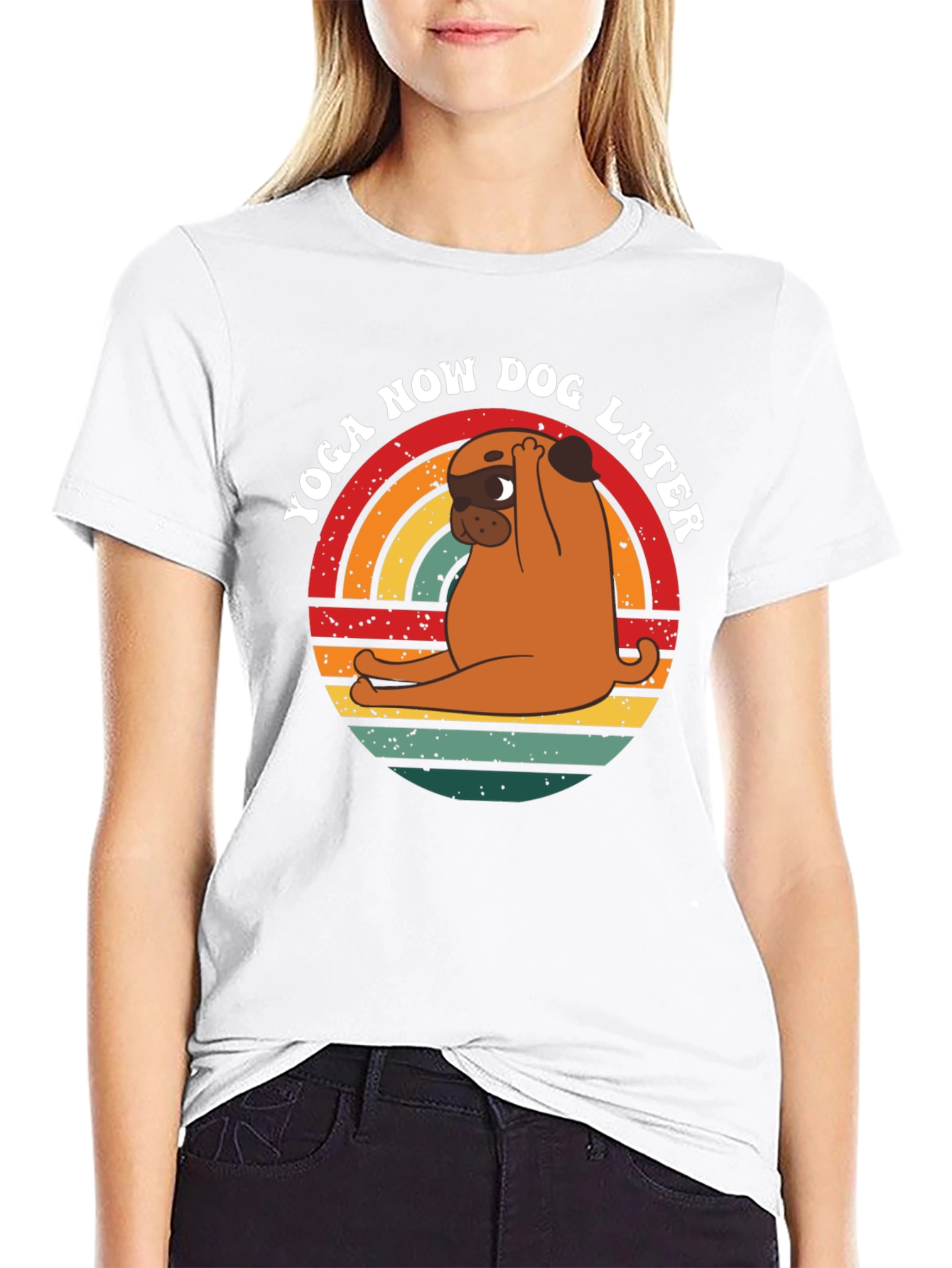 Yoga Now Dog Later T-Shirt – Funny Pug Yoga Graphic Tee