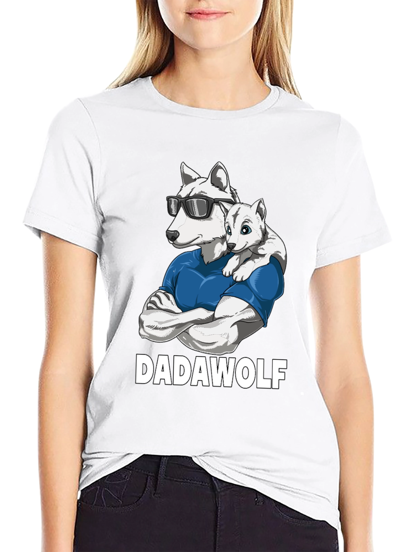 Dadawolf Graphic Tee - Cool Wolf Dad Shirt