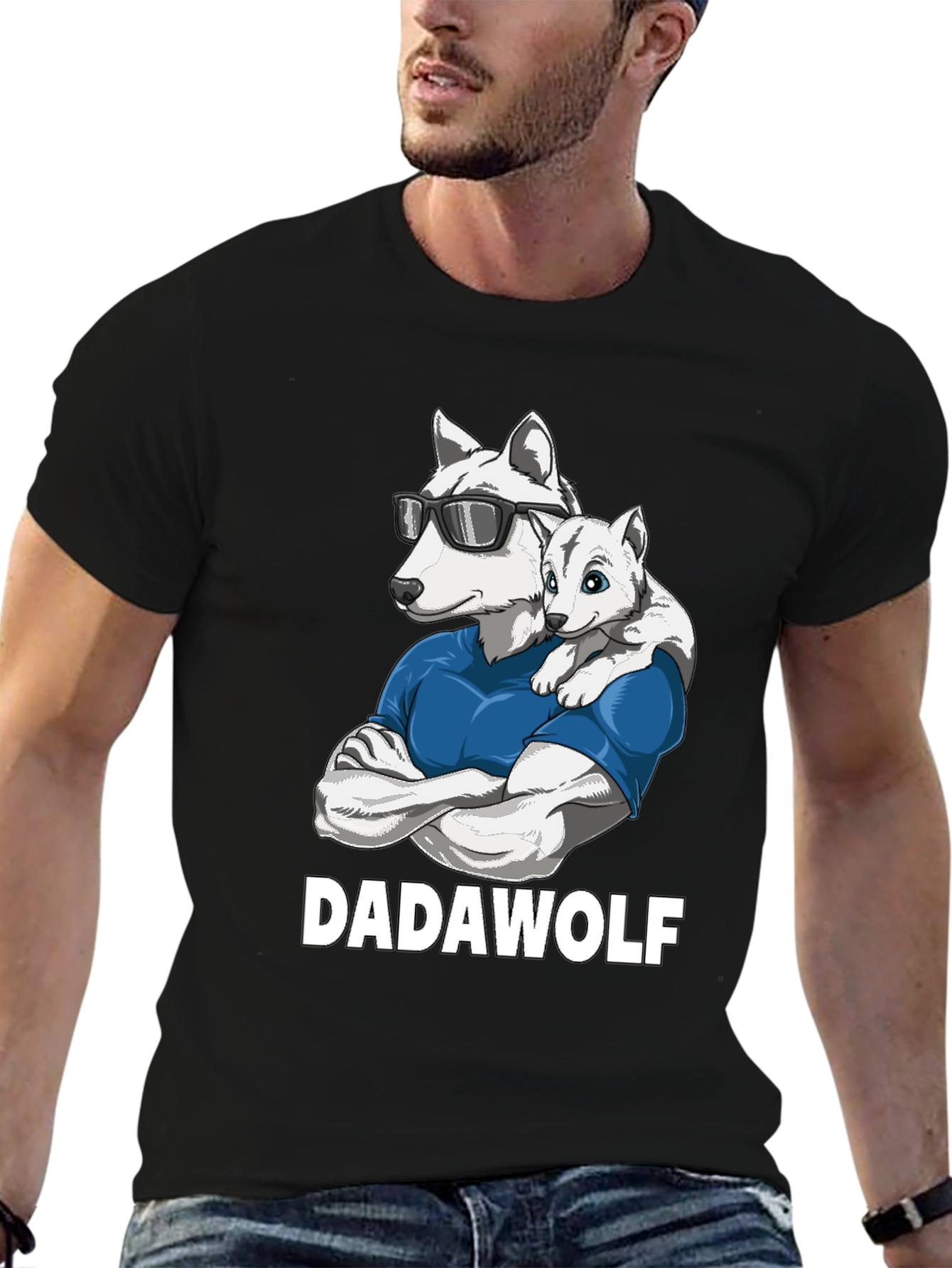 Dadawolf Graphic Tee - Cool Wolf Dad Shirt