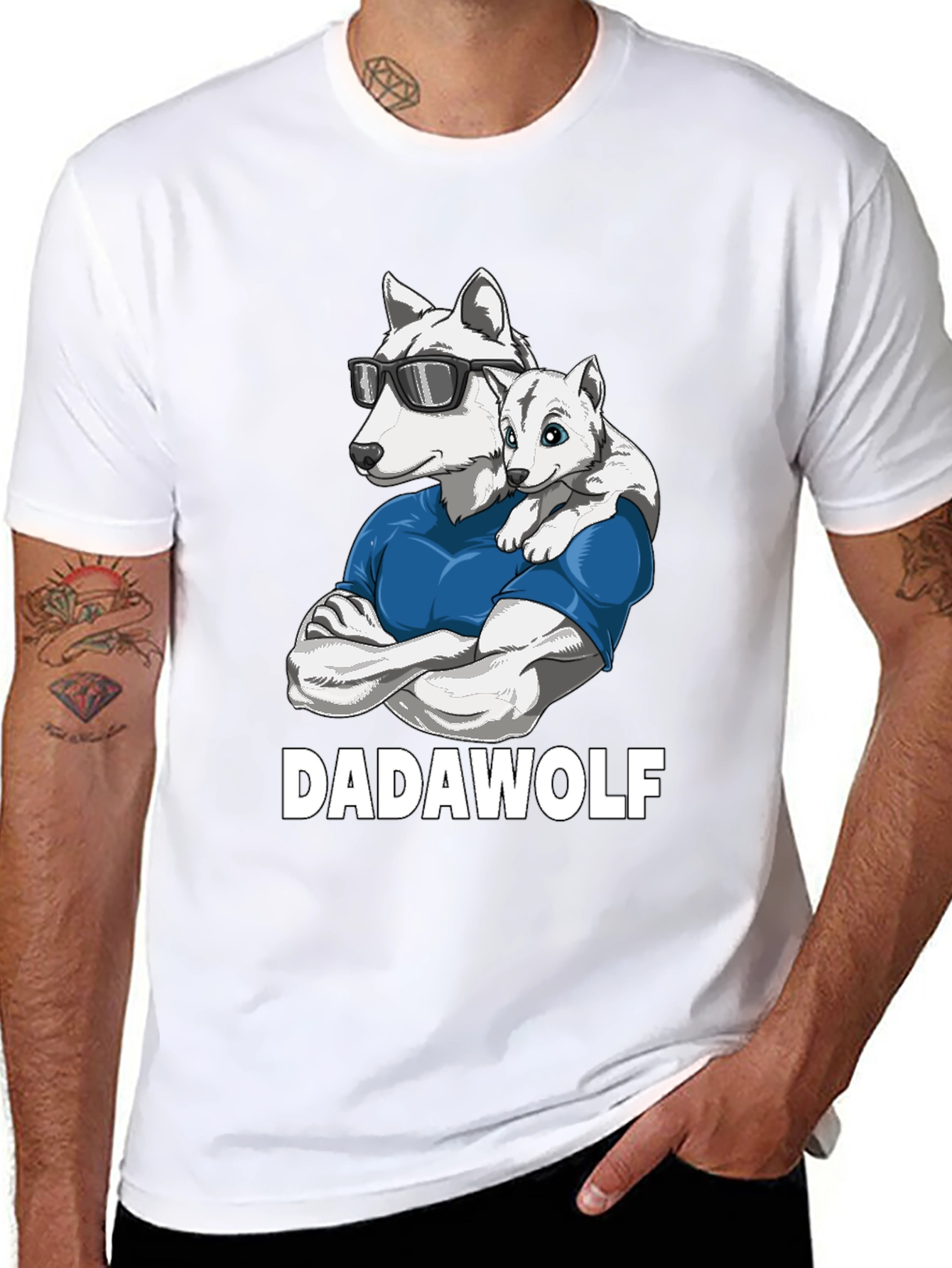 Dadawolf Graphic Tee - Cool Wolf Dad Shirt