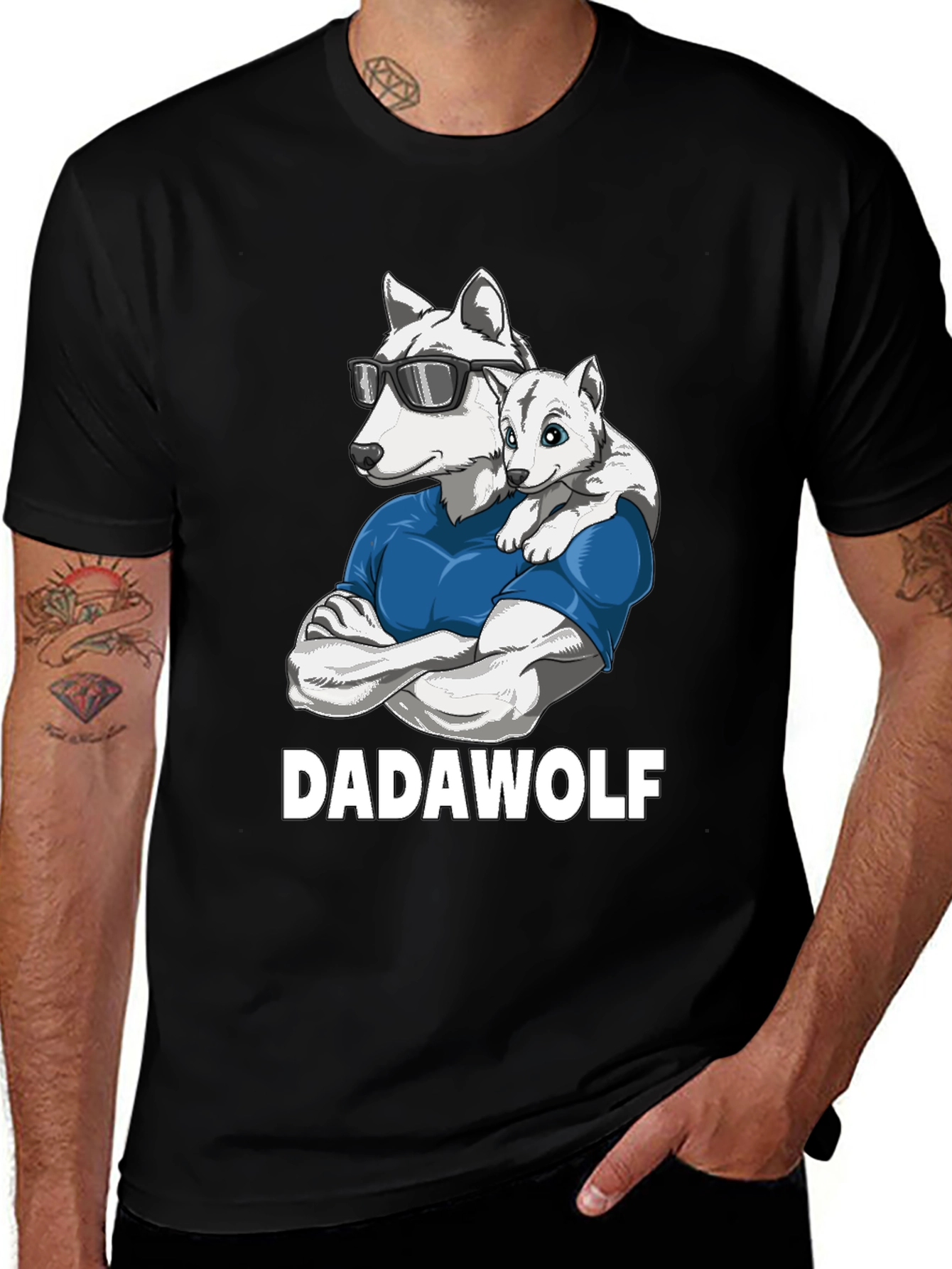 Dadawolf Graphic Tee - Cool Wolf Dad Shirt