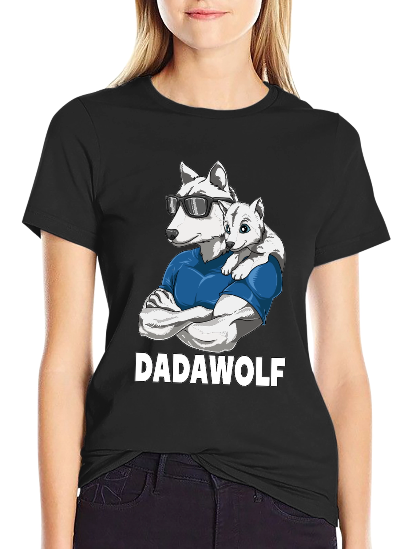 Dadawolf Graphic Tee - Cool Wolf Dad Shirt